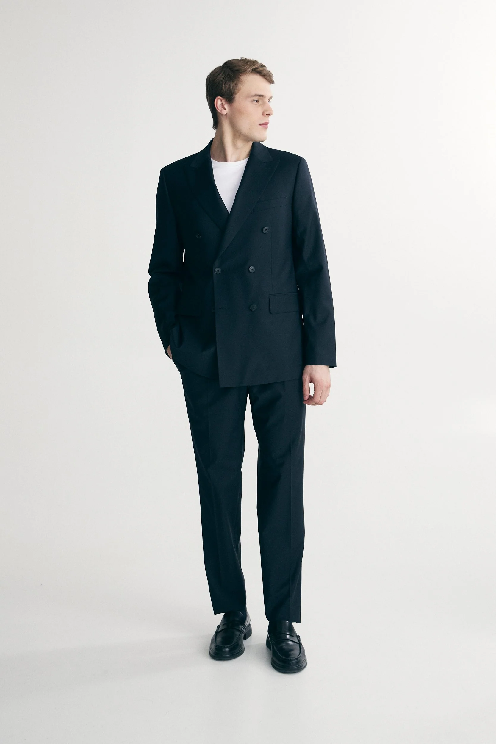 Basic Fitted double breast bi-stretch blazer - Image 4