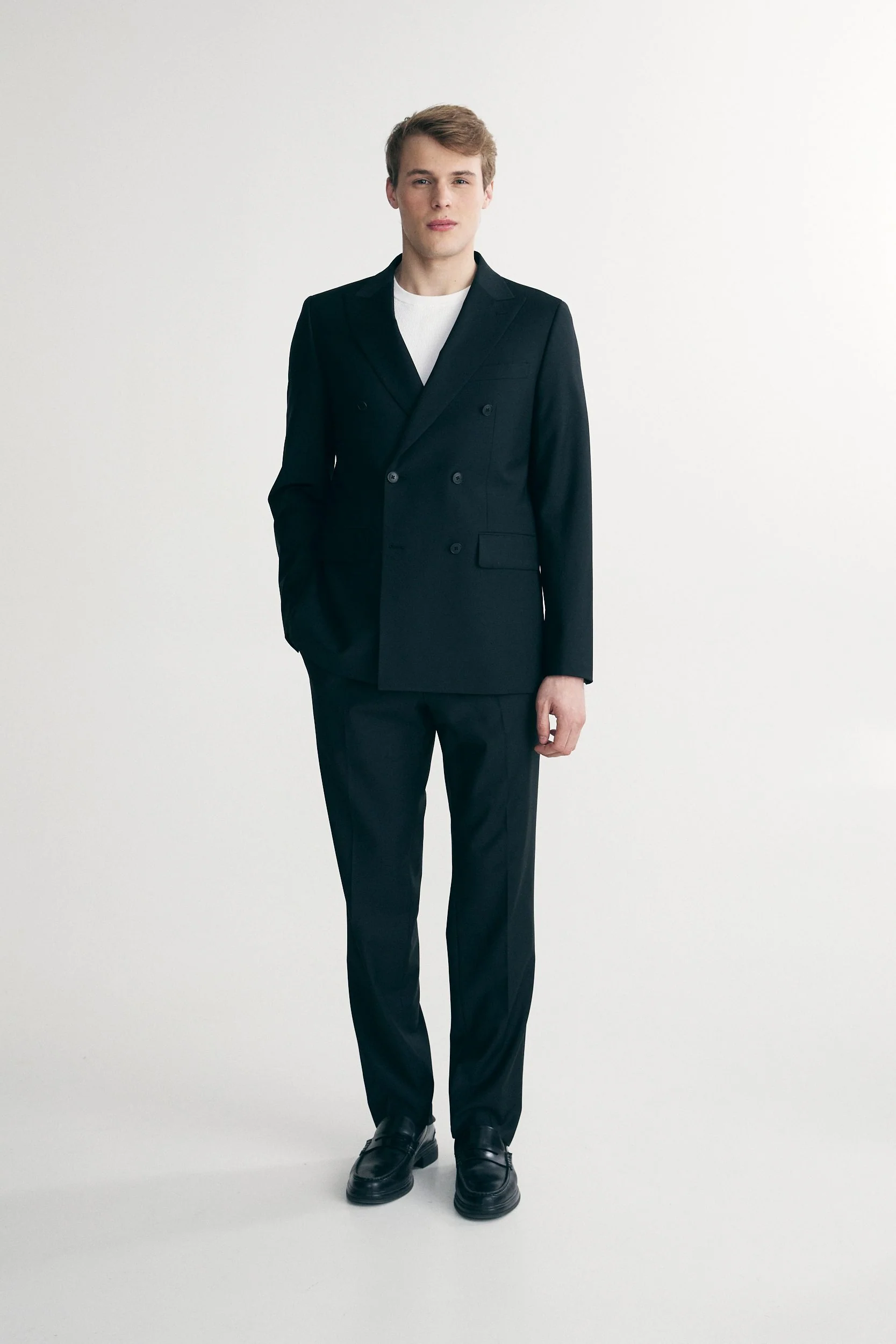 Basic Fitted double breast bi-stretch blazer - Image 7