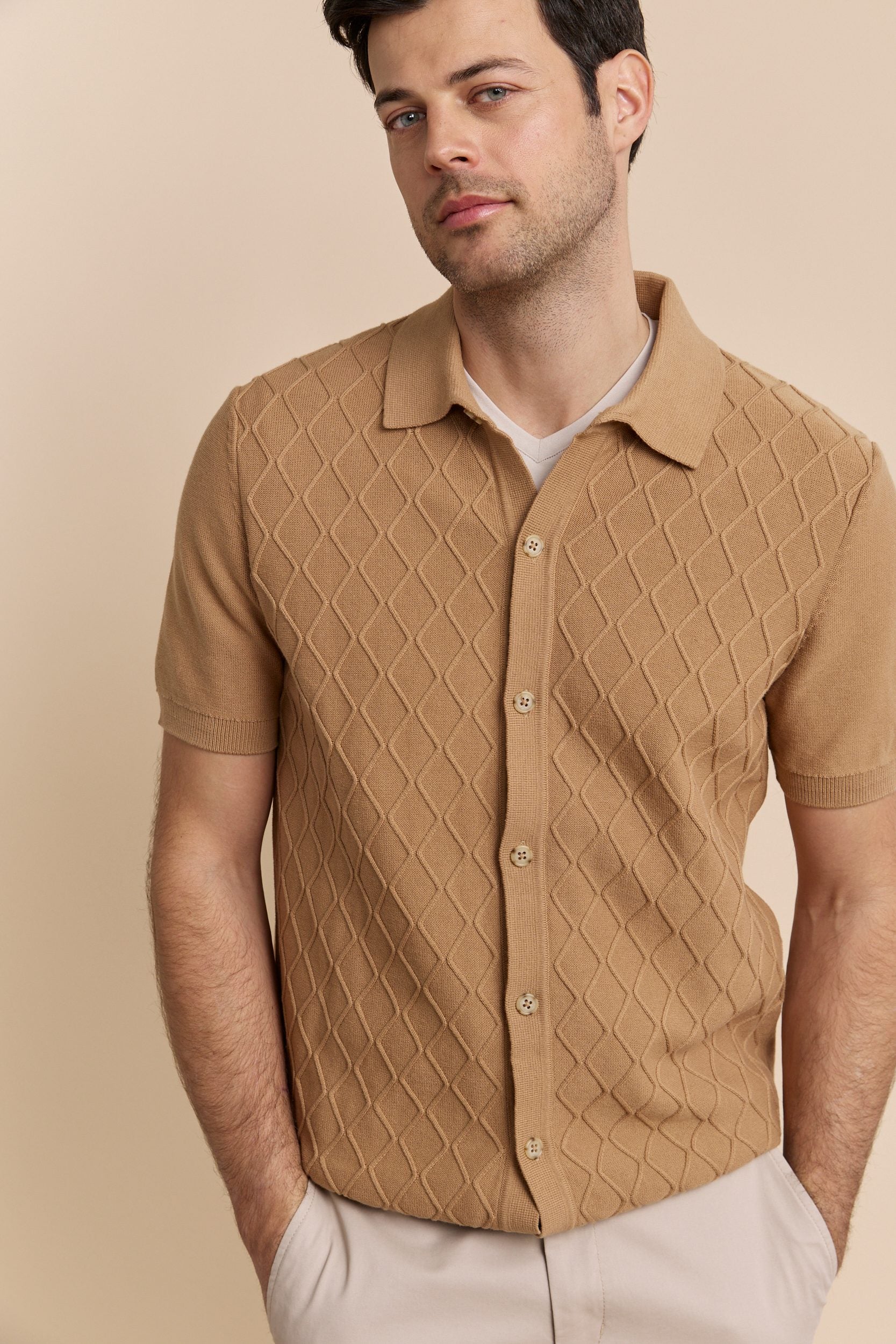 Cable knit front short sleeve cardigan - Image 5
