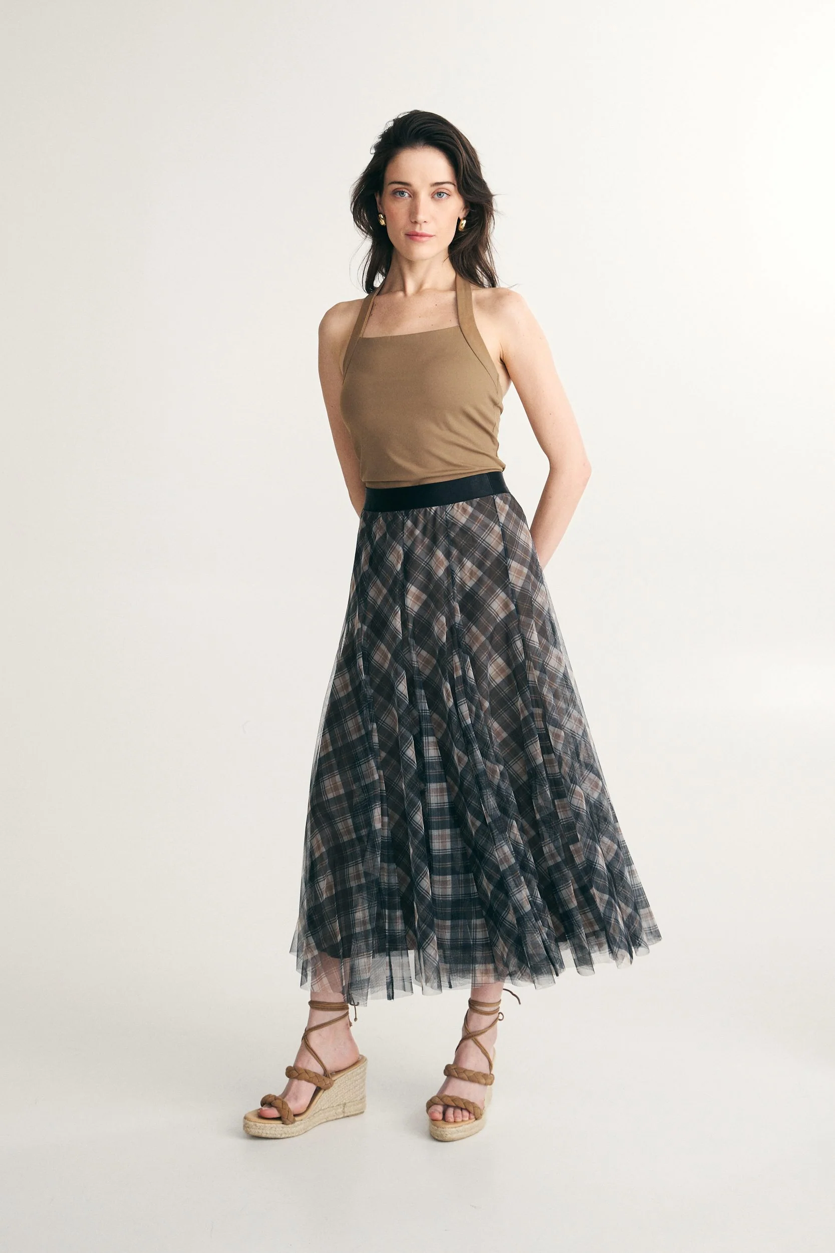 Checkered mesh skirt