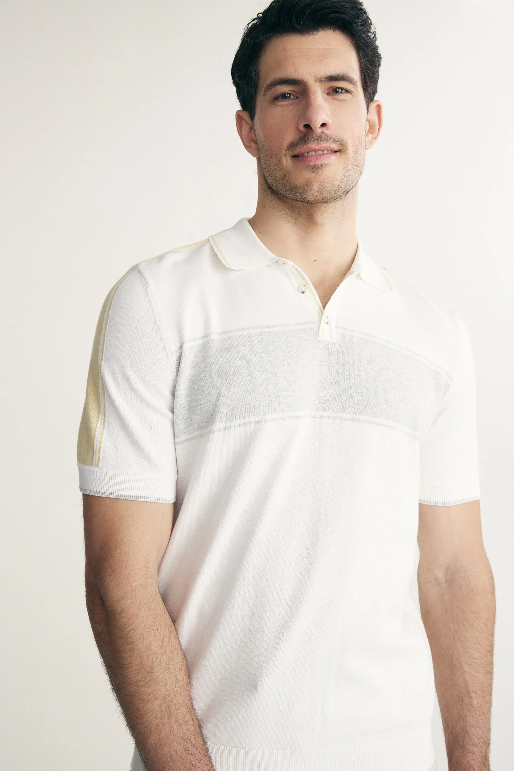 Colour block knitted polo