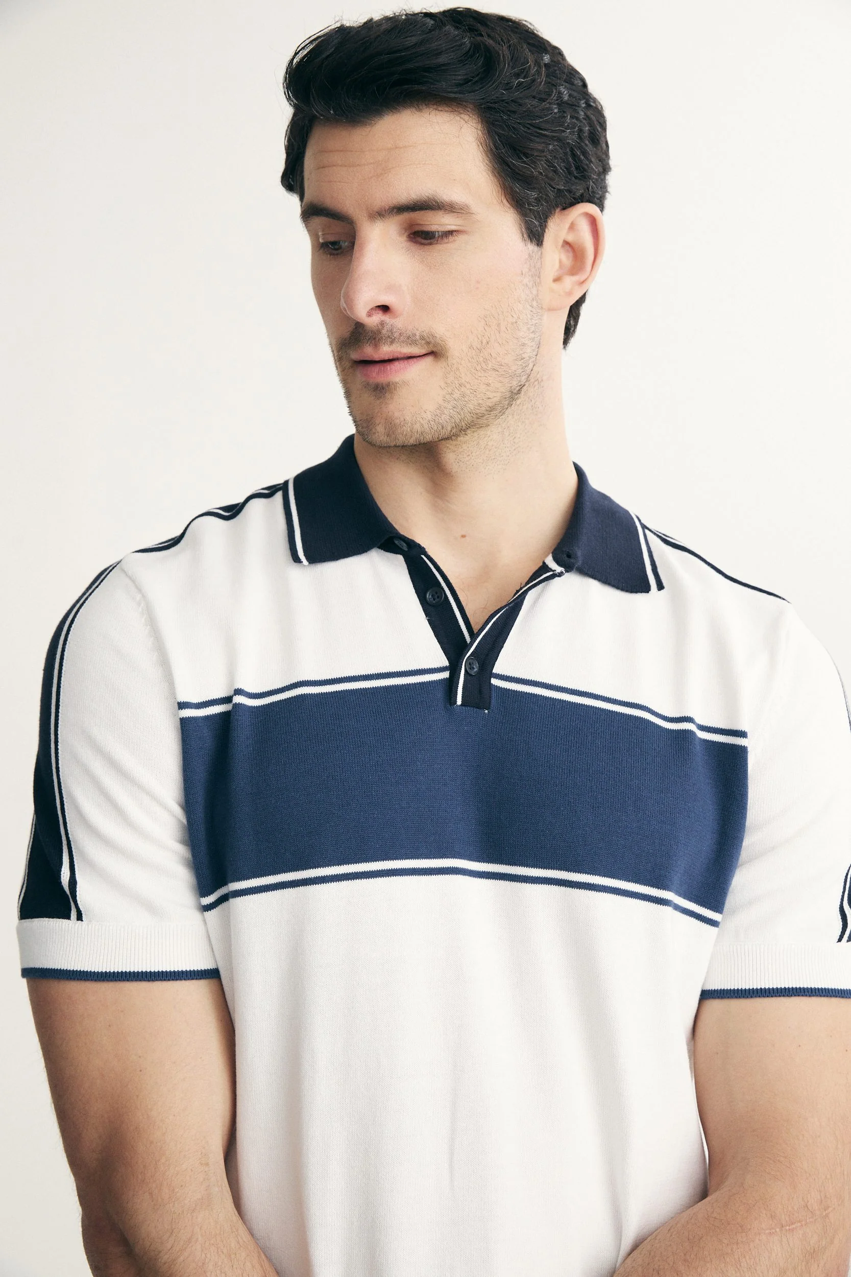 Colour block knitted polo - Image 5