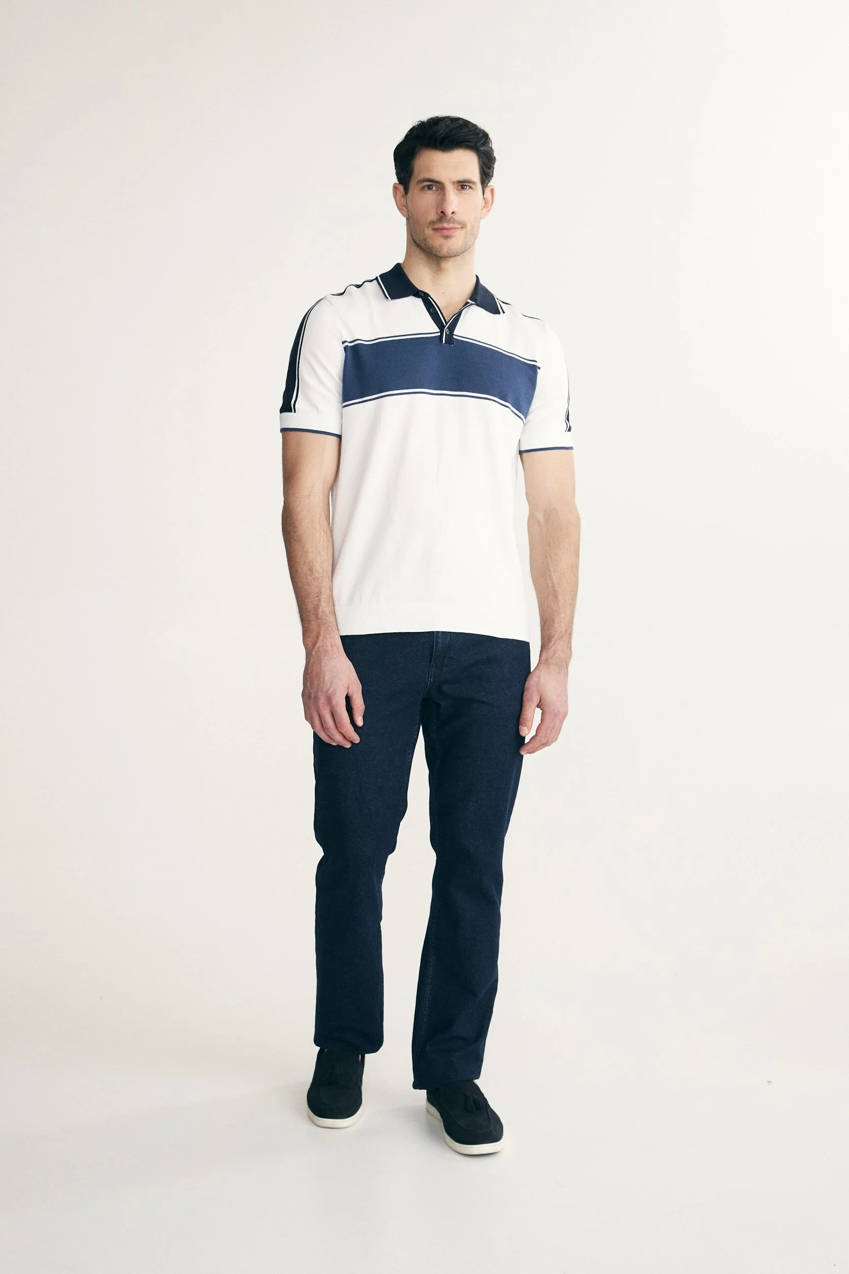 Colour block knitted polo - Image 7