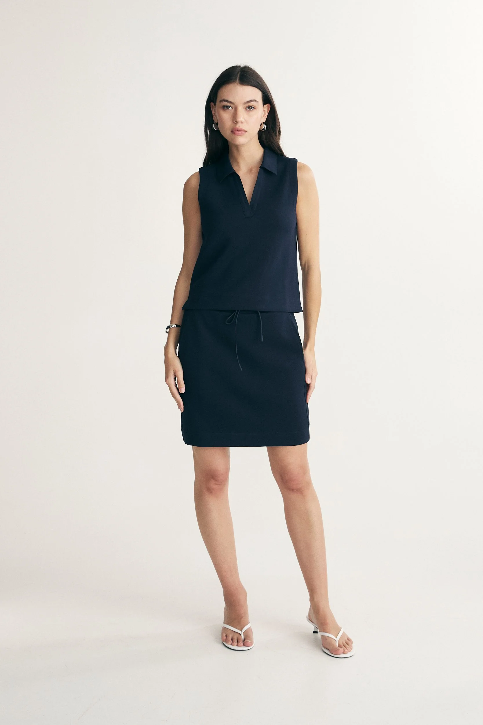 Elastic waist jersey skirt