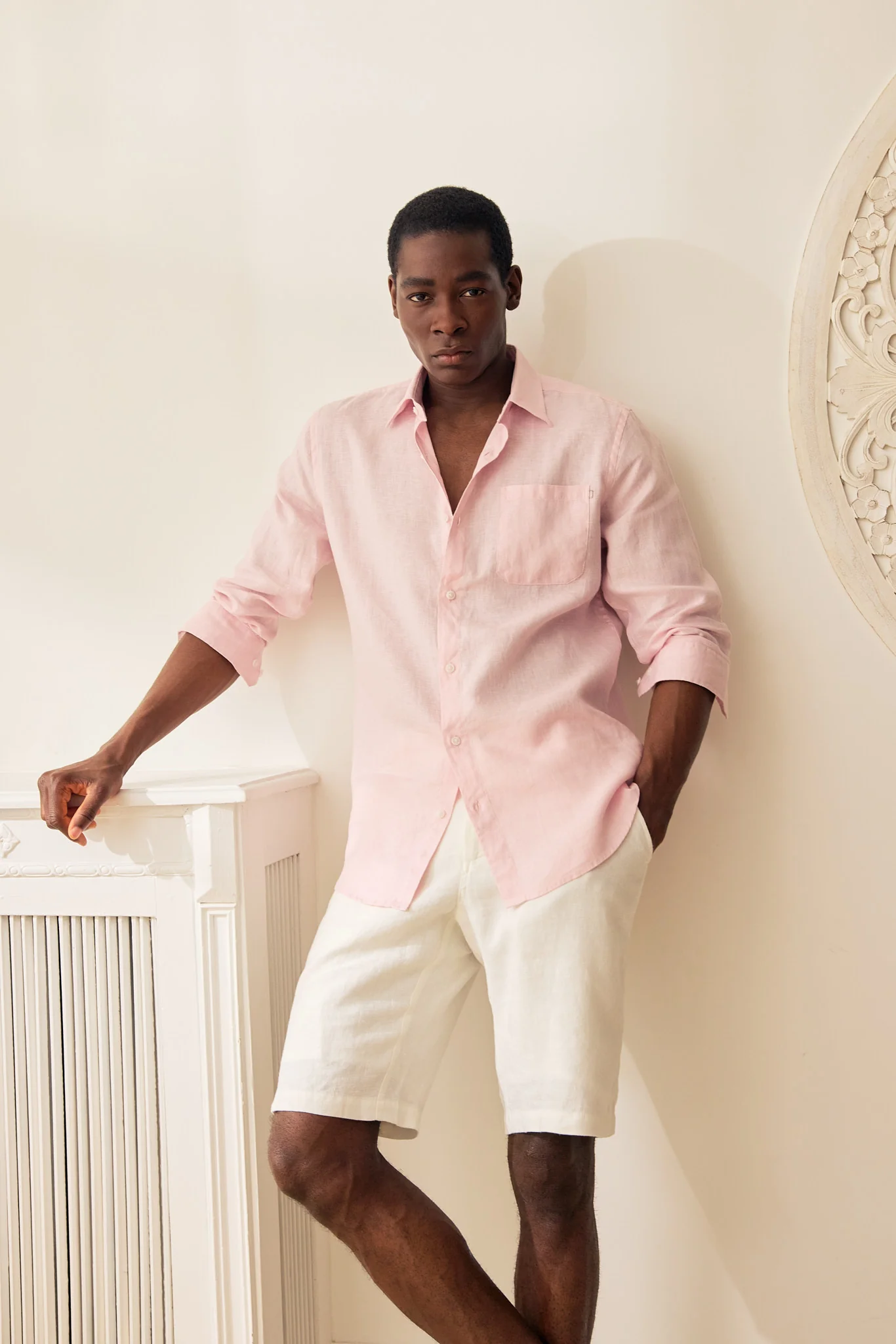 Elastic waistband linen bermuda - Image 10