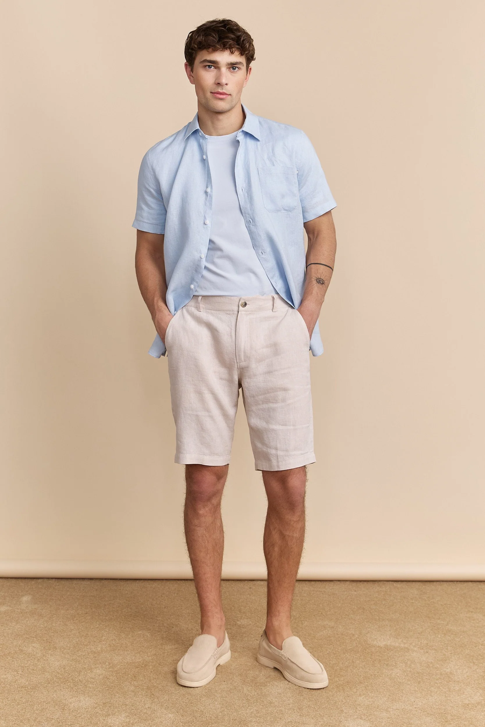 Elastic waistband linen bermuda - Image 2