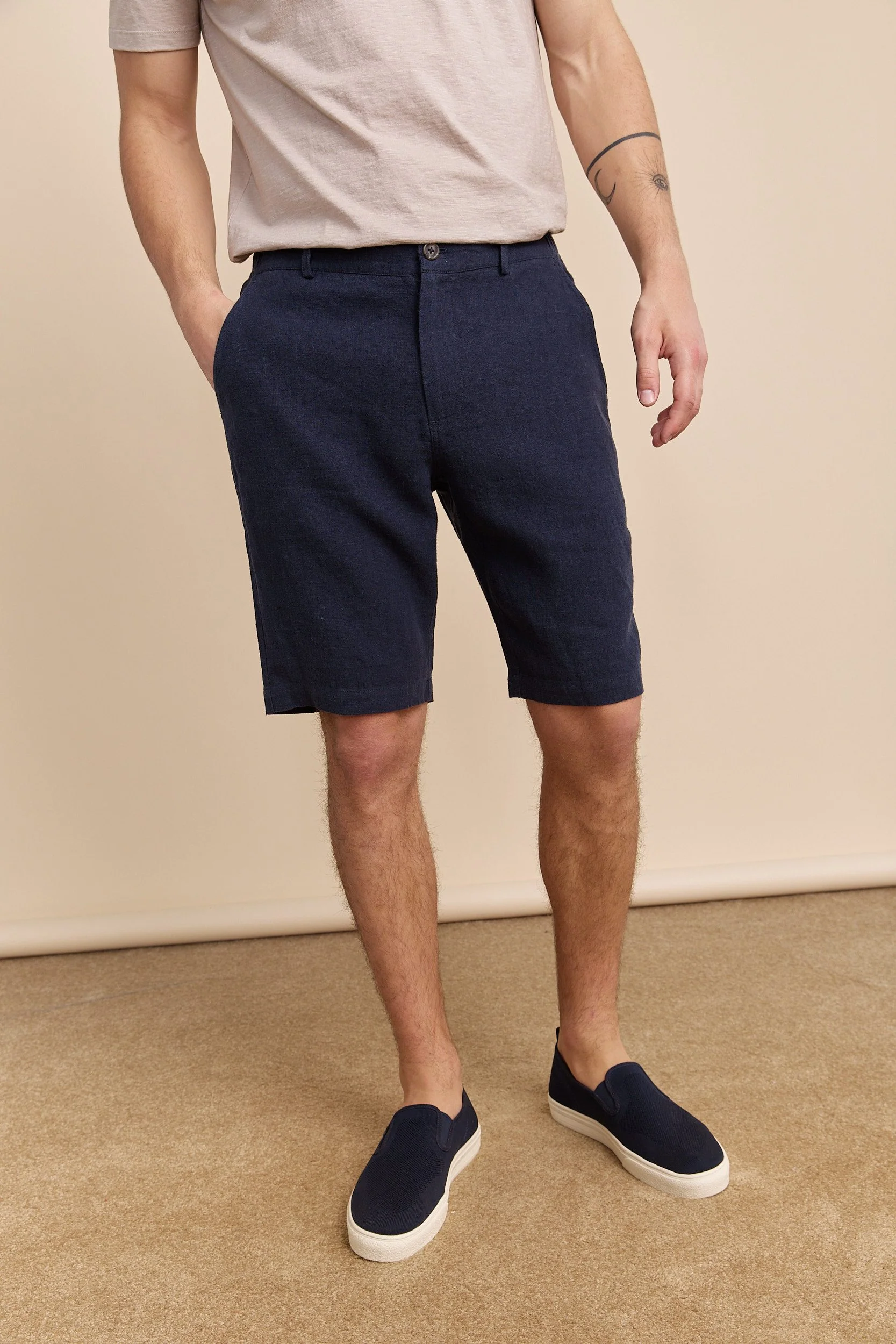 Elastic waistband linen bermuda - Image 5