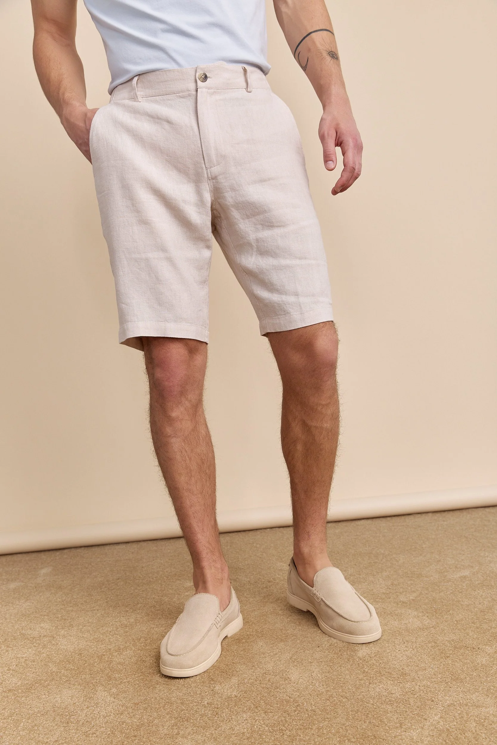 Elastic waistband linen bermuda - Image 7