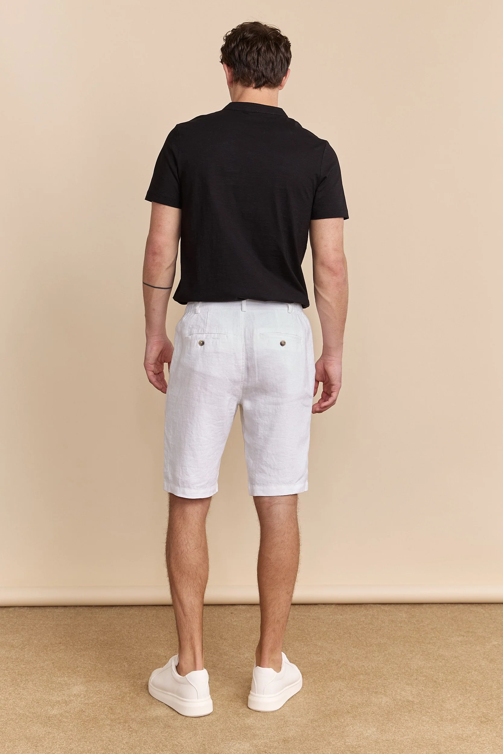 Elastic waistband linen bermuda - Image 8