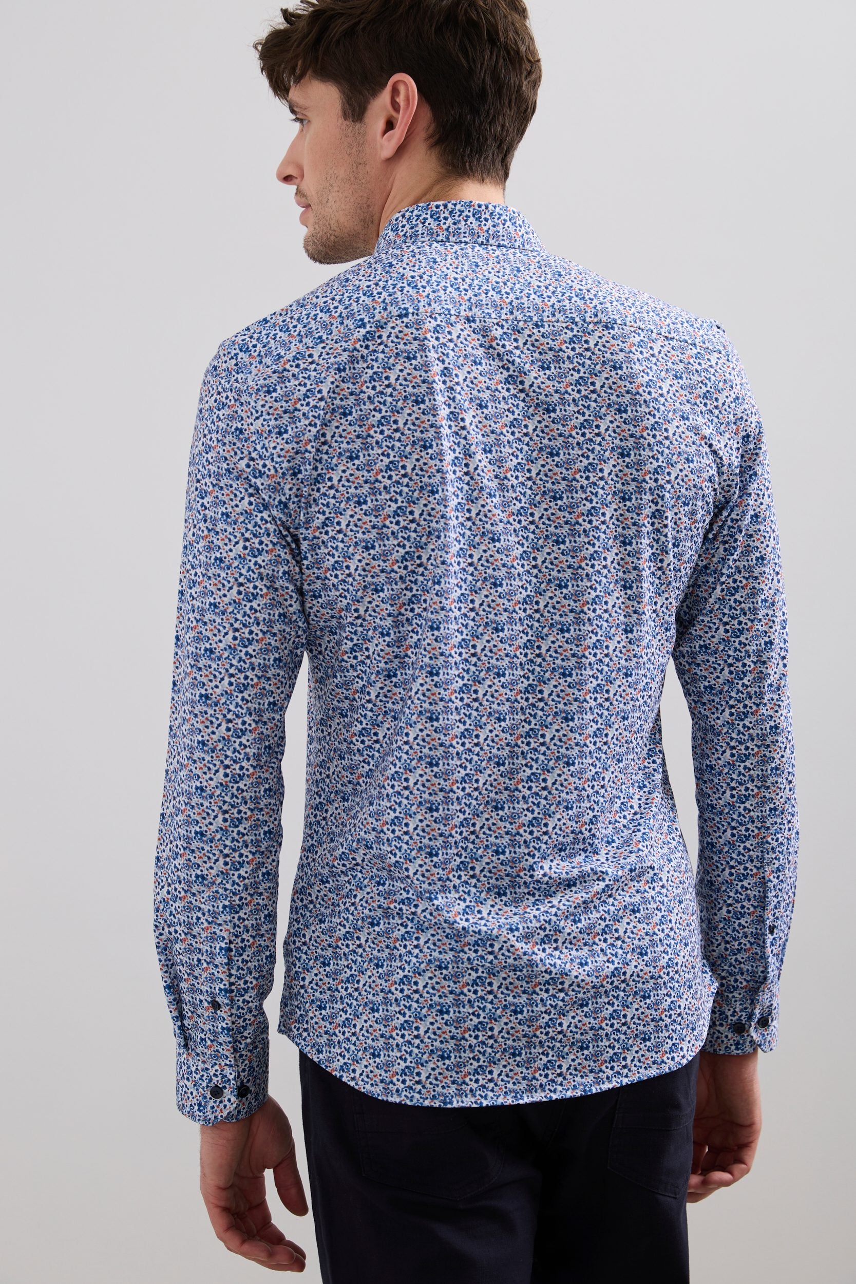 Extra-Fitted Abstract Flower Print Jersey Shirt - Image 2