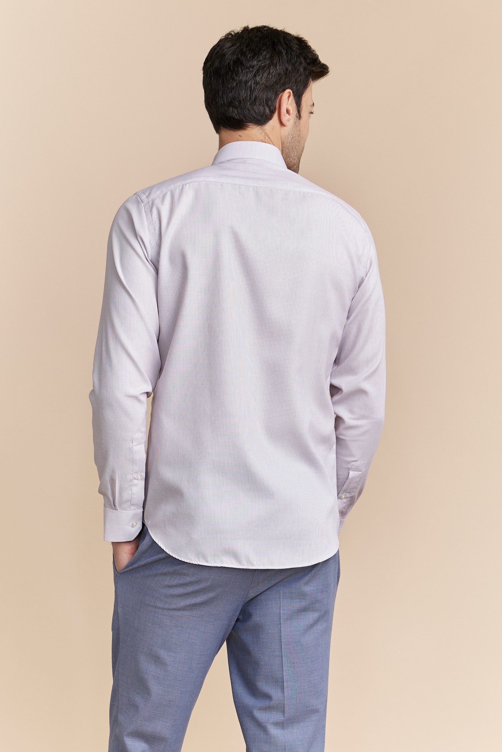 Fitted non-iron micro check shirt - Image 2