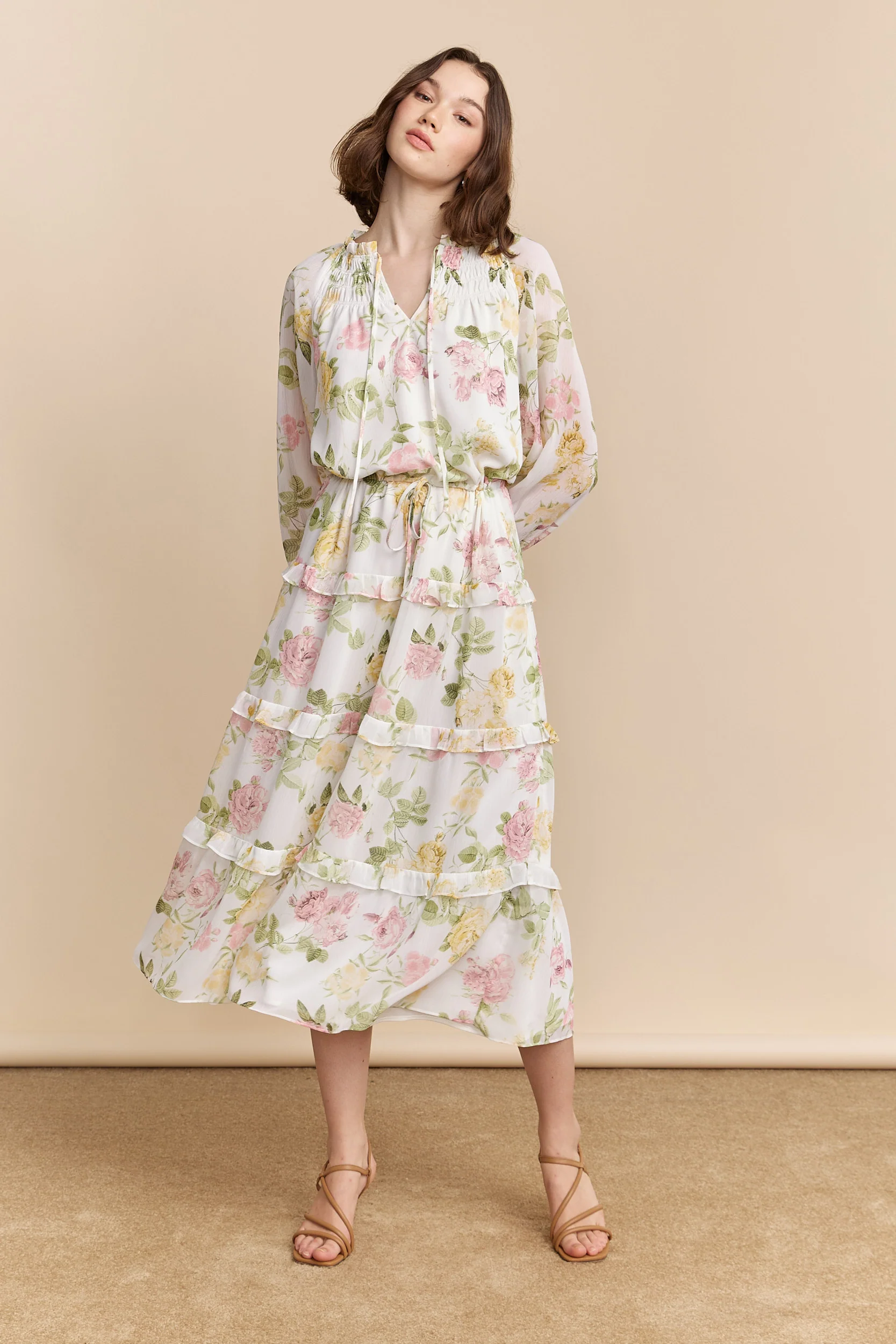 Floral printed dress with frills - Image 3