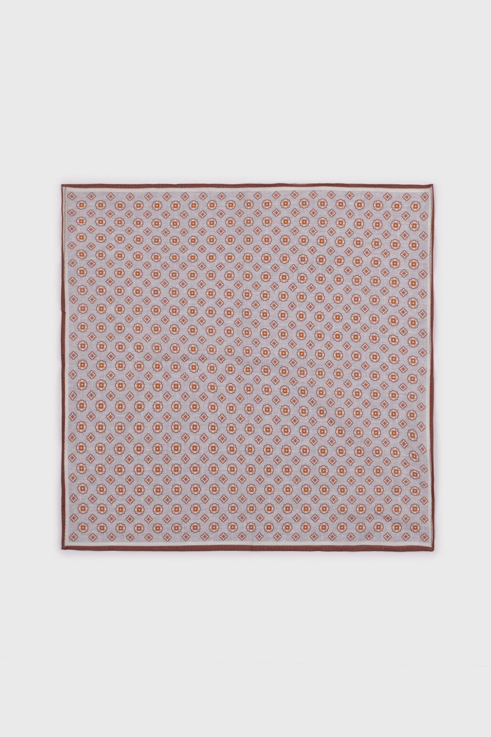 Flower print ramie pocket square