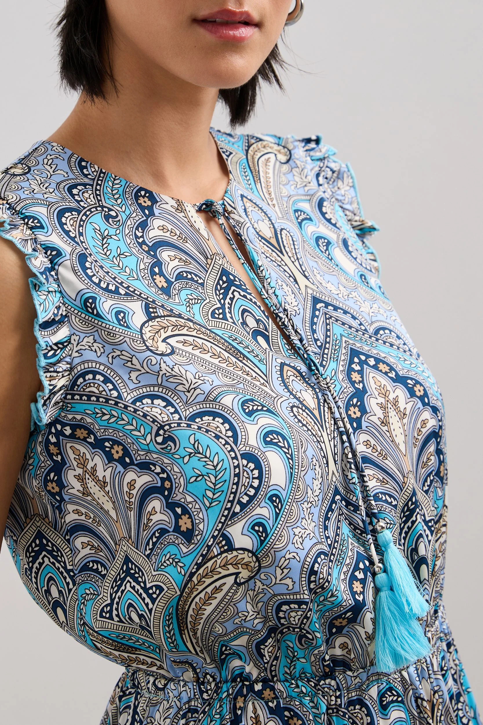 Fluid printed dress with frill - Image 2