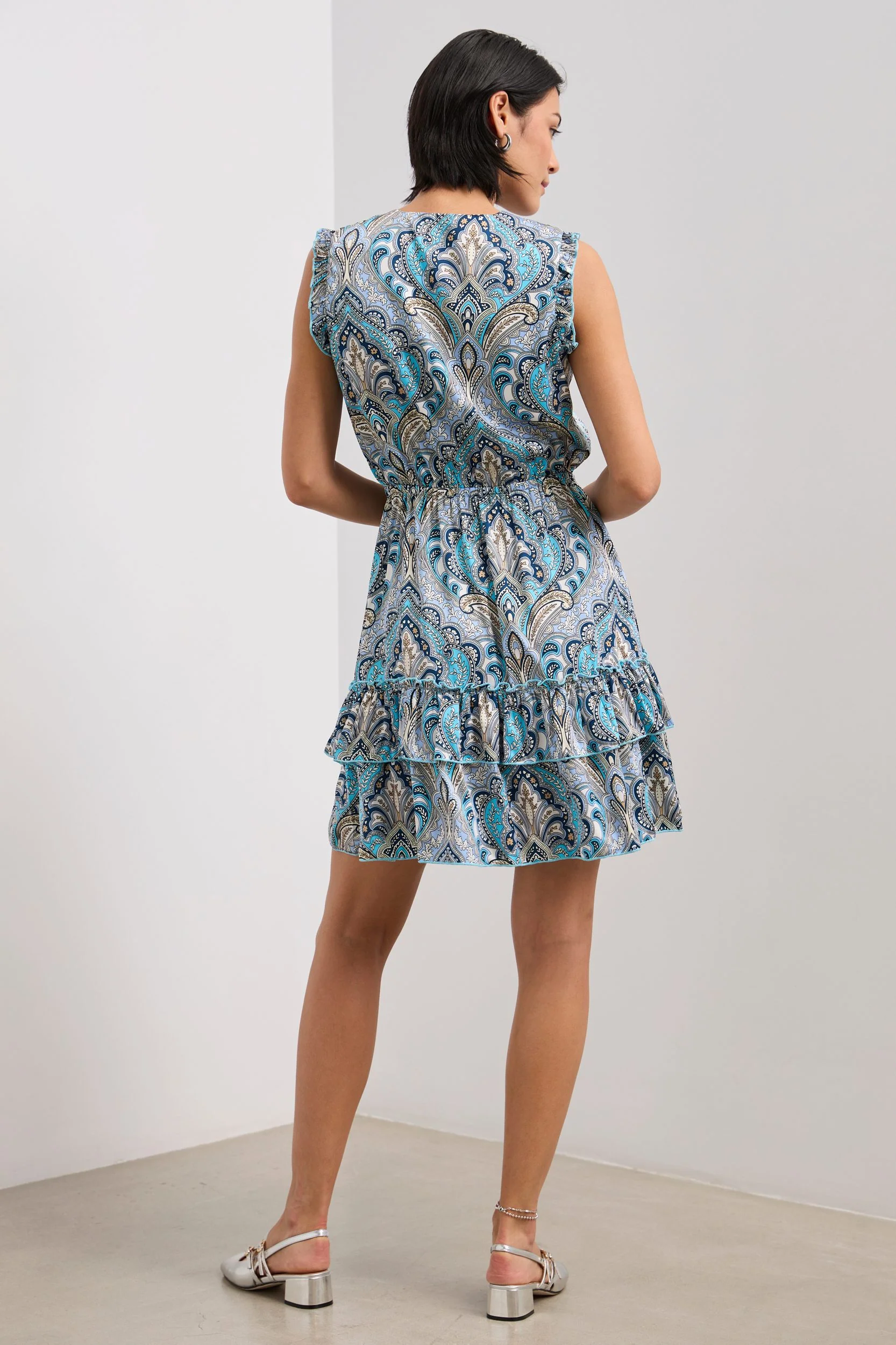 Fluid printed dress with frill - Image 3
