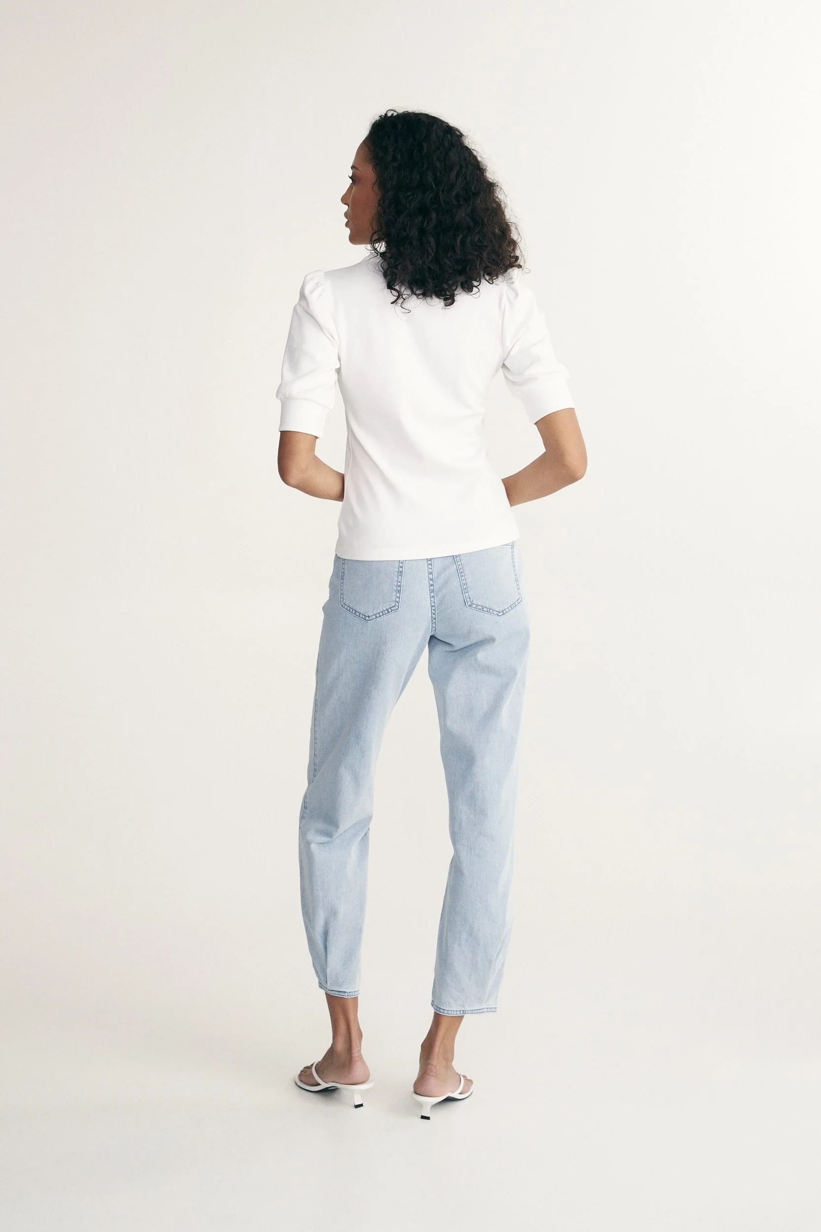 Henley knit top with puffy sleeve - Image 2