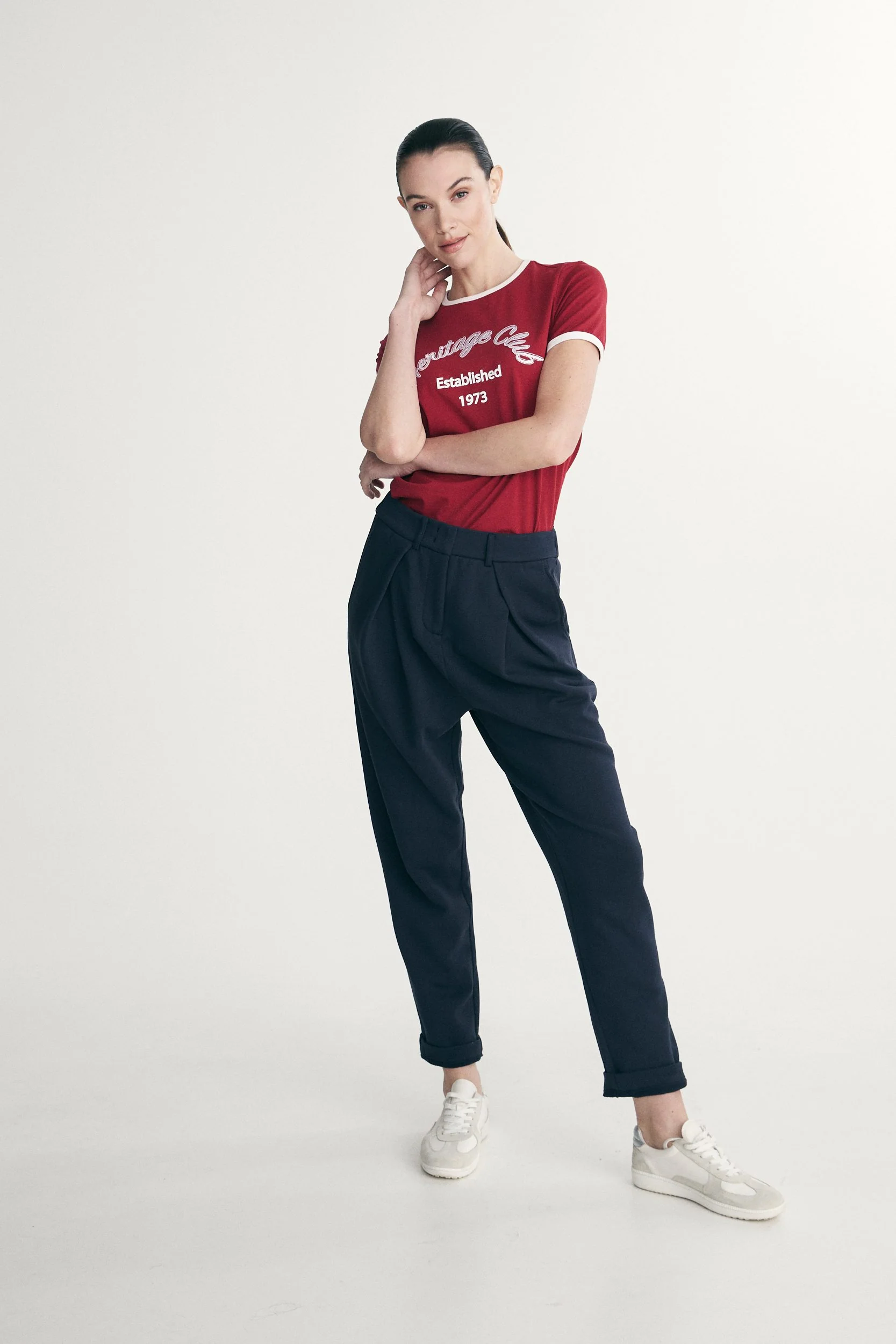 High waist pants with front pleats - Image 2