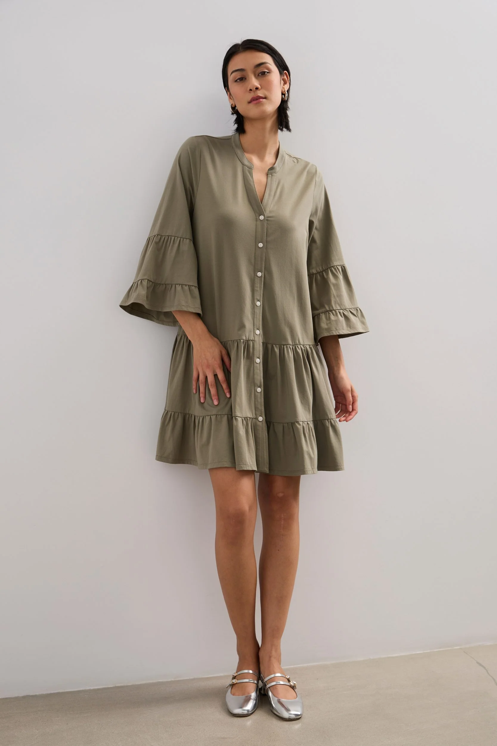 Jersey dress with frills - Image 5