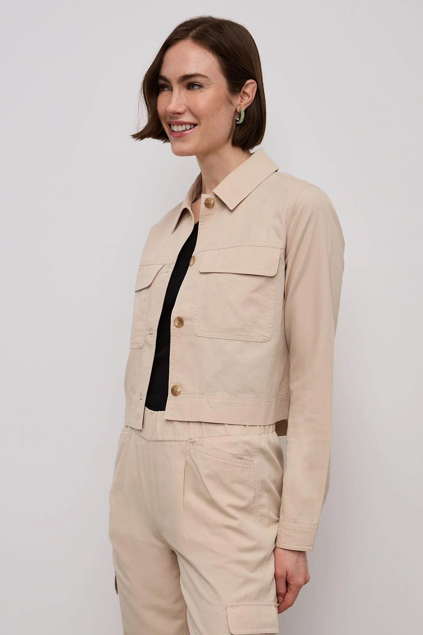 Linen blend cropped utility jacket - Image 2