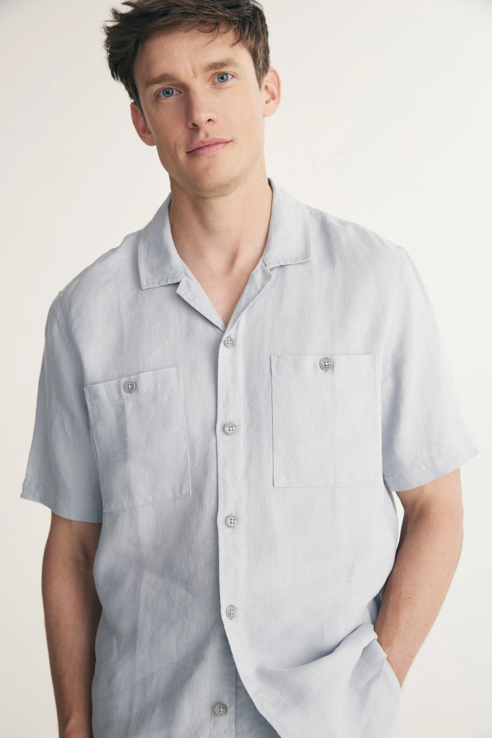 Linen shirt with cuban collar - Image 4