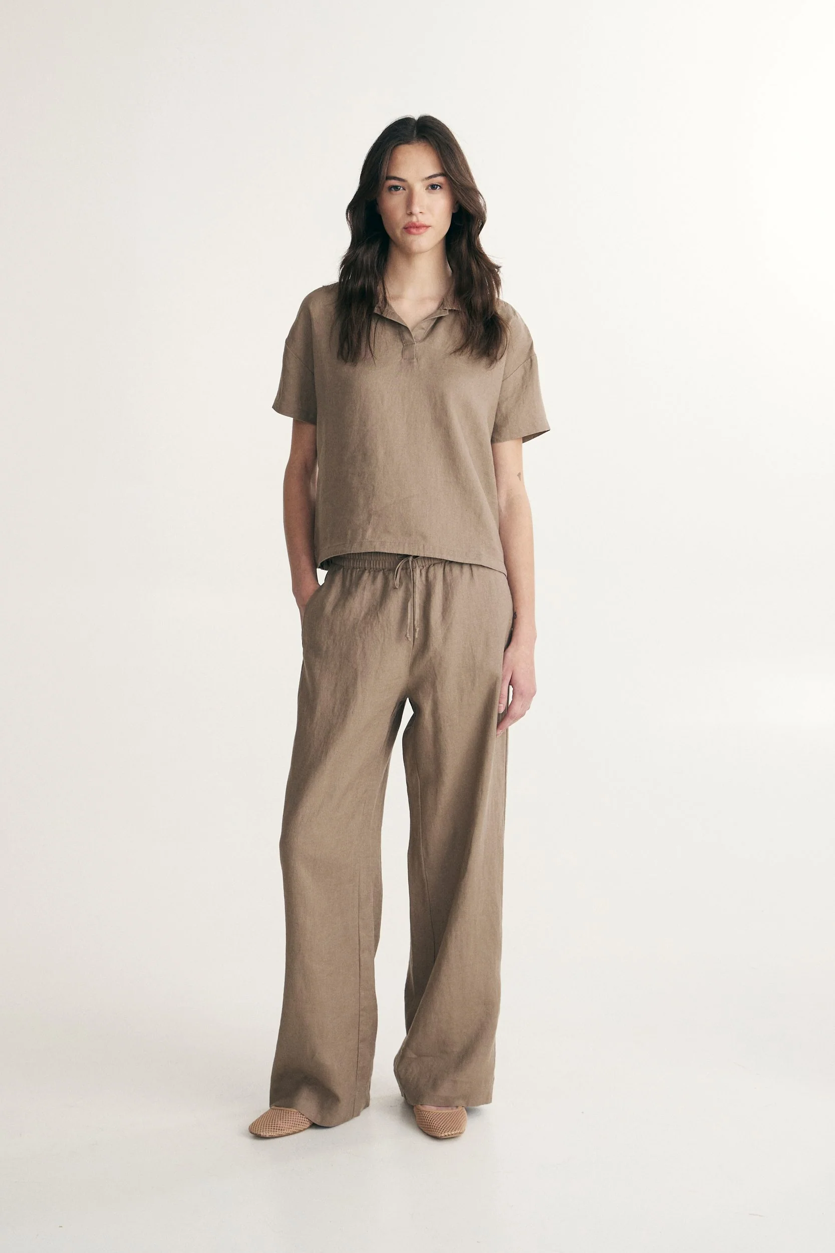 Linen shirt with drawstring - Image 8