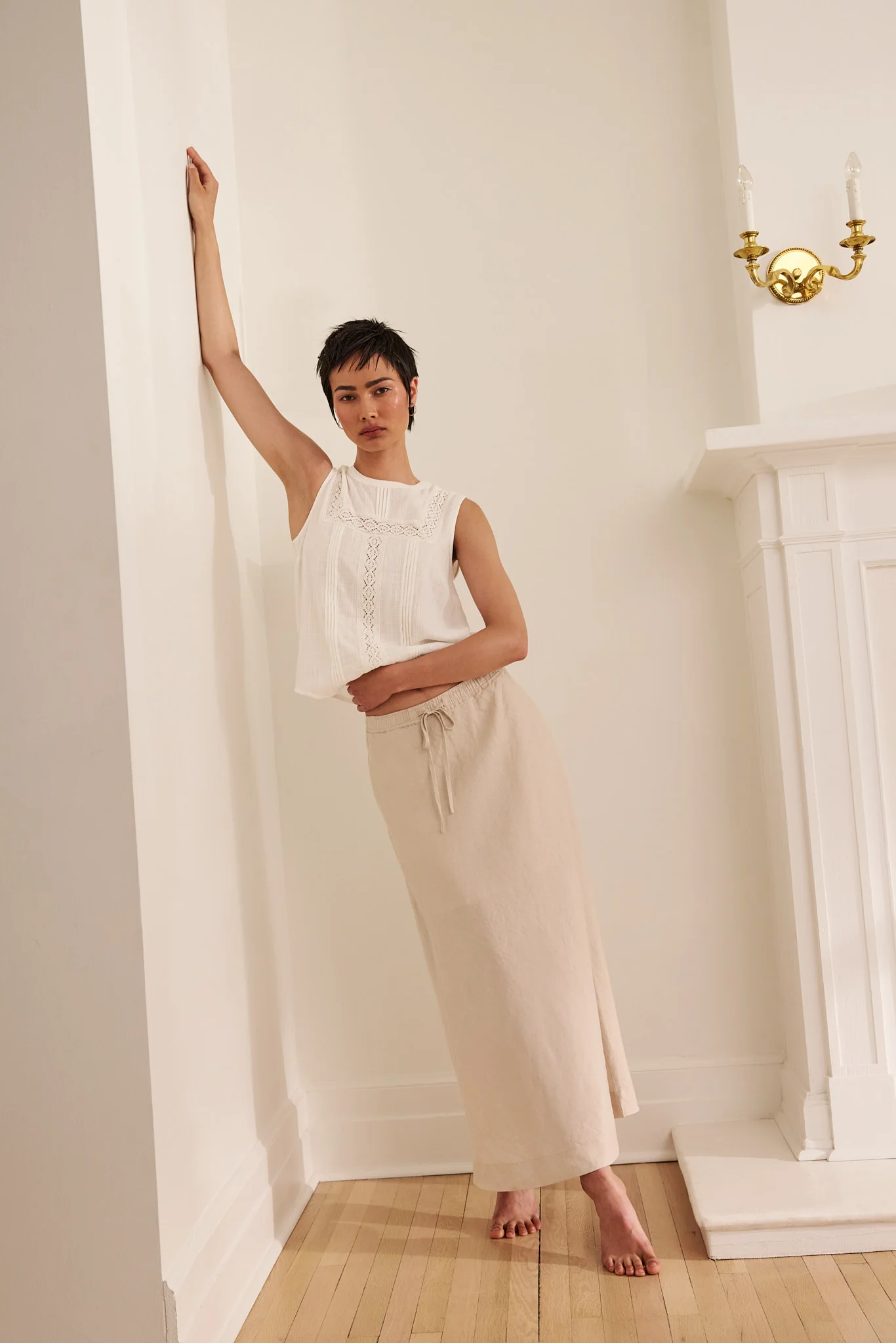Linen skirt with elastic waist - Image 4