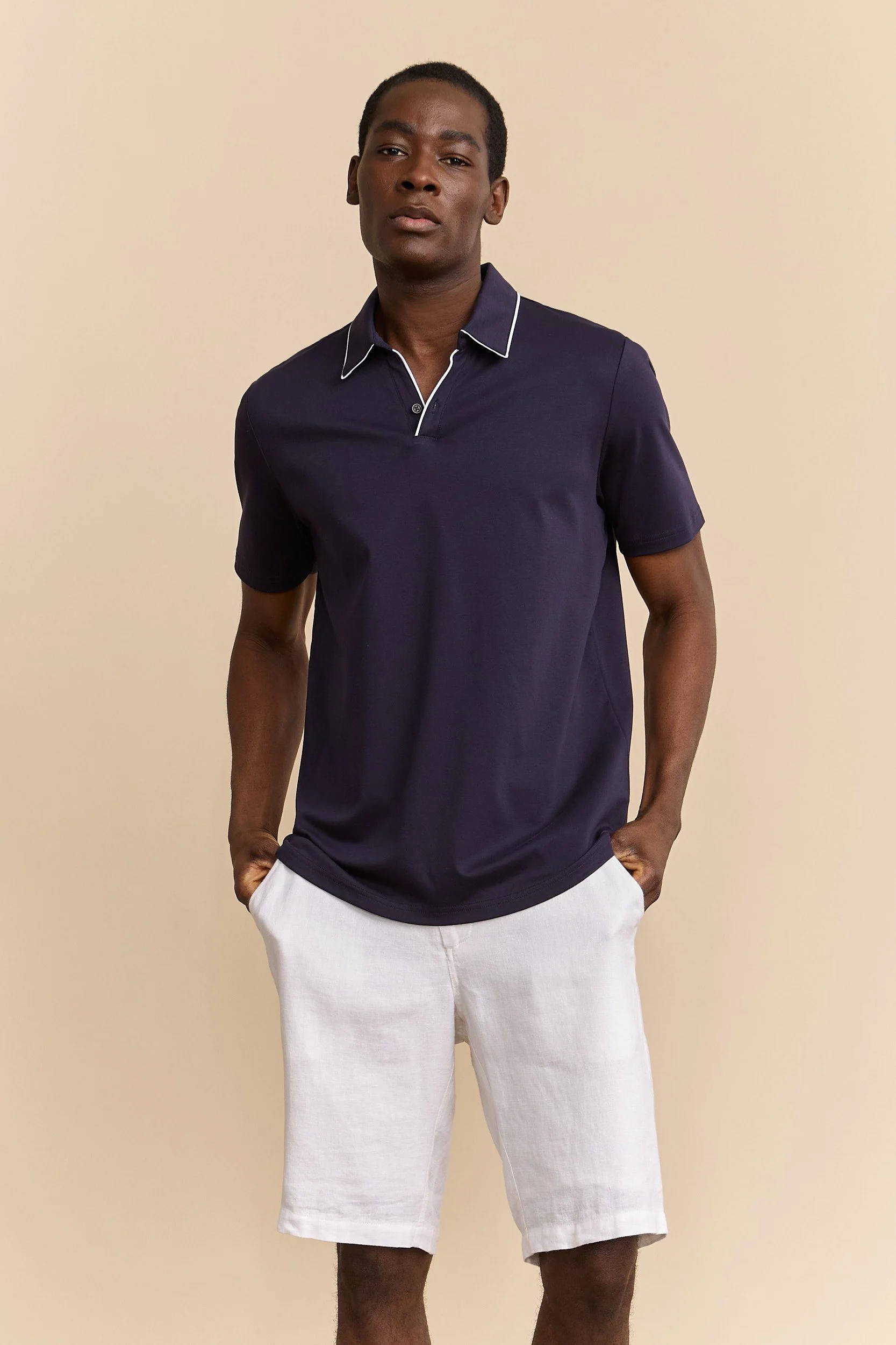Mercerized cotton henley polo