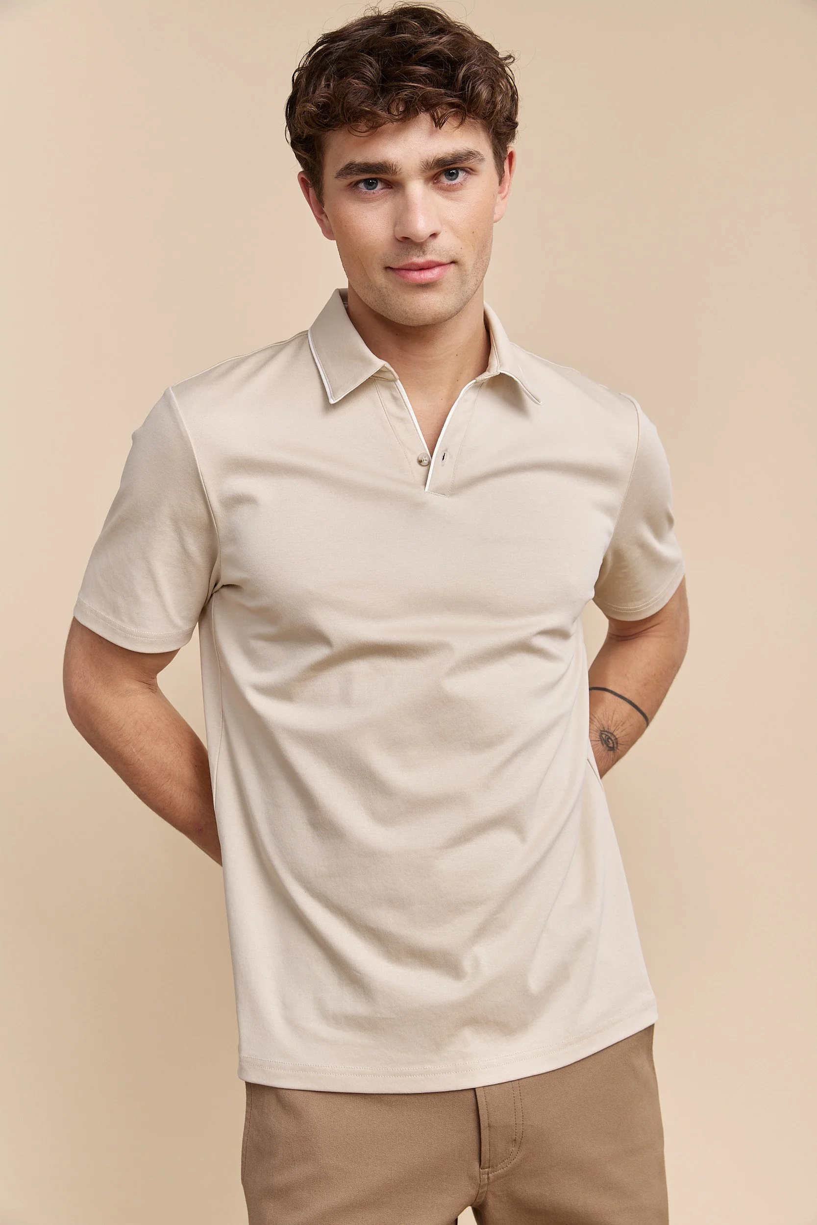 Mercerized cotton henley polo - Image 2