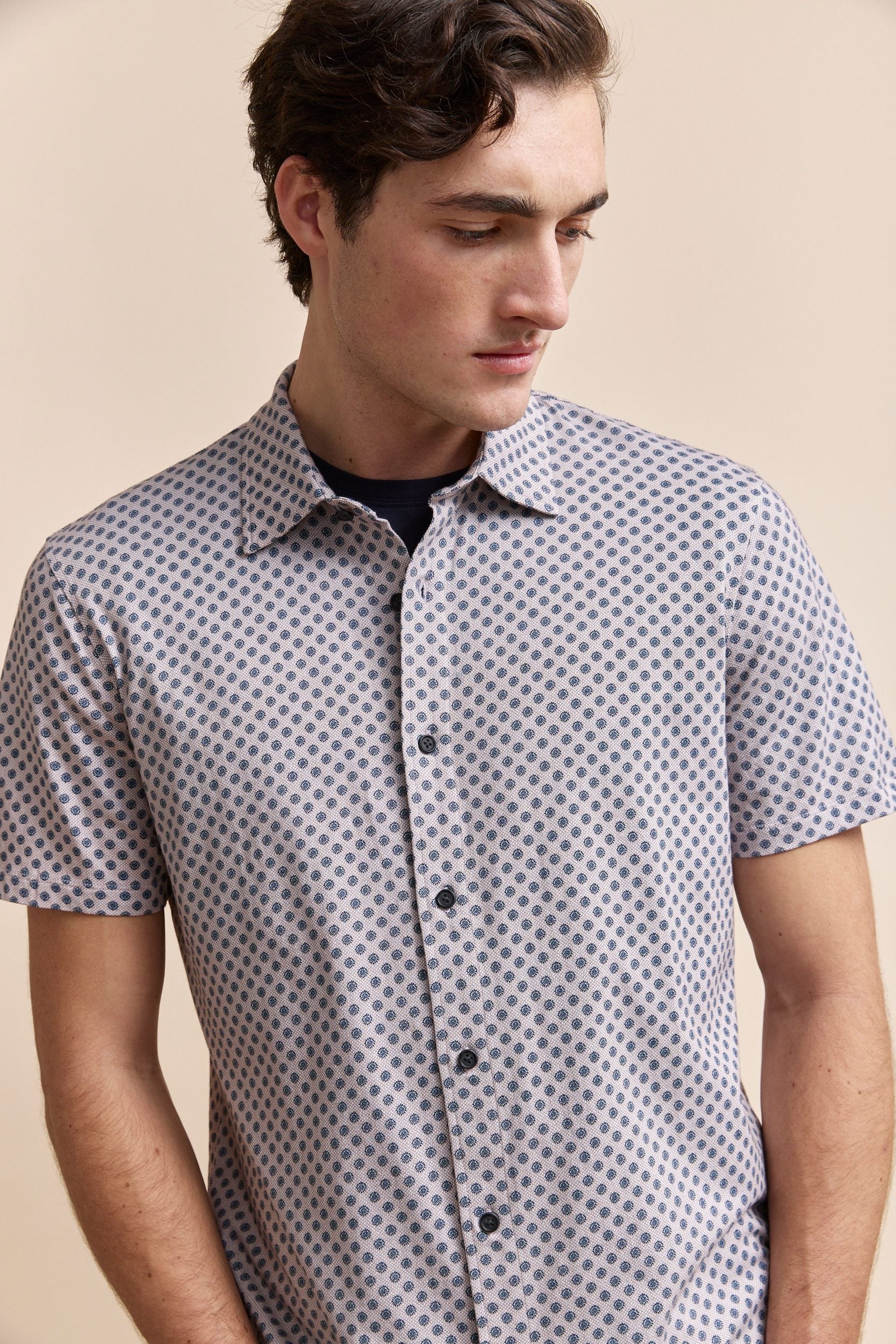 Micro pattern printed jersey shirt - Image 3