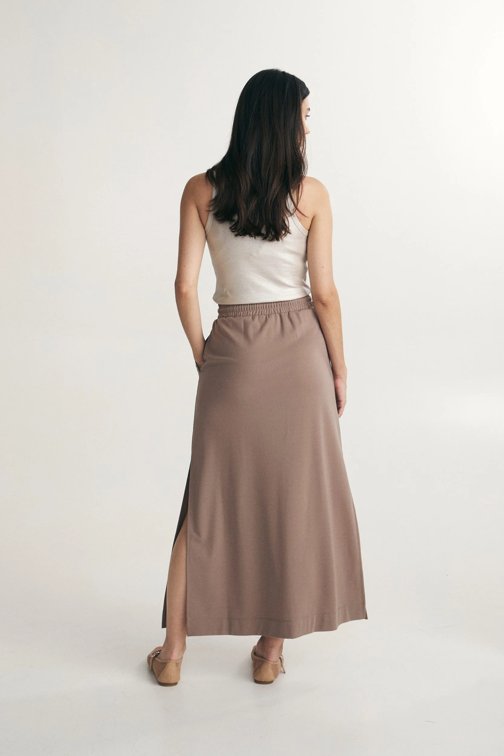 Midi skirt with elastic waist - Image 2