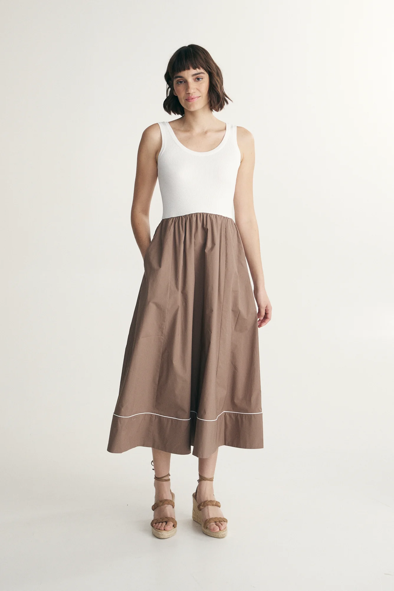 Mixed-material dress - Image 4