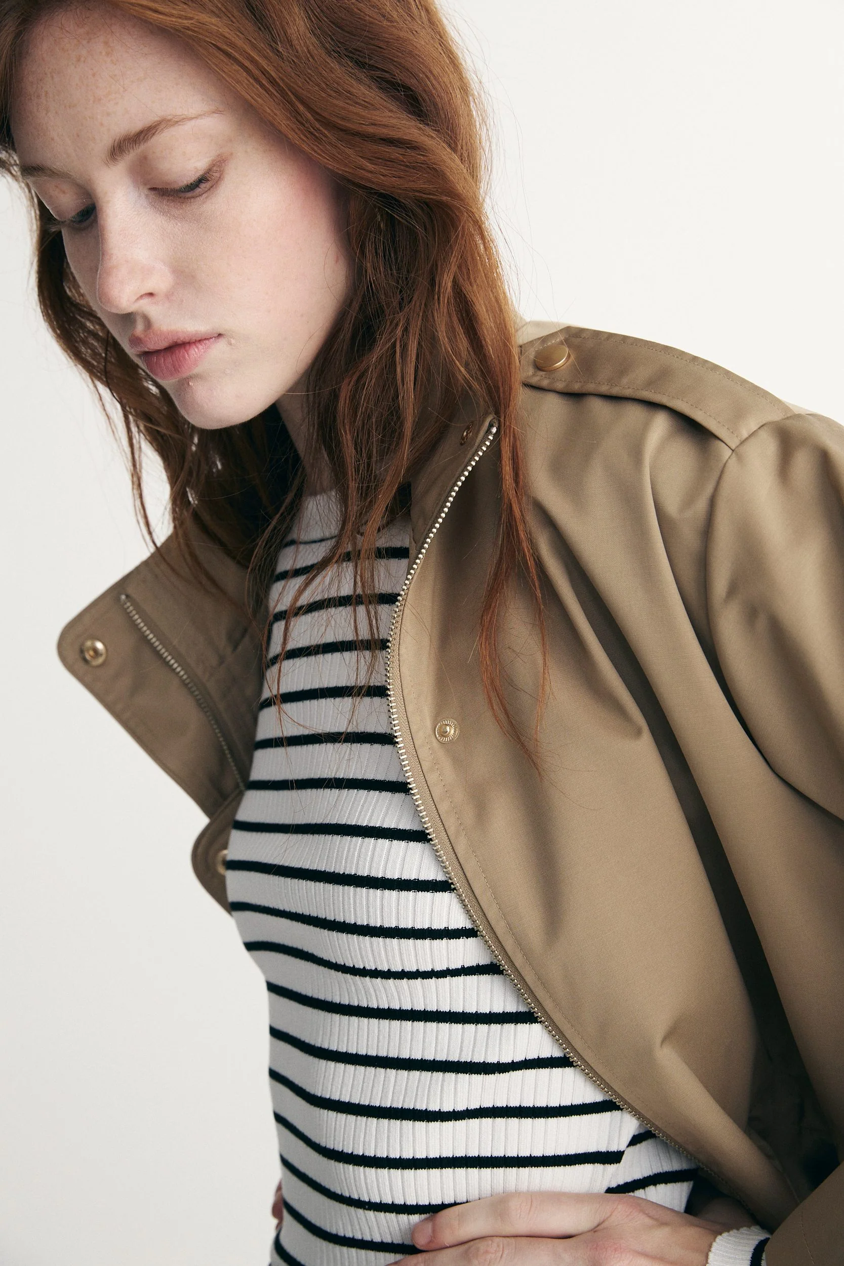 Mock neck coat