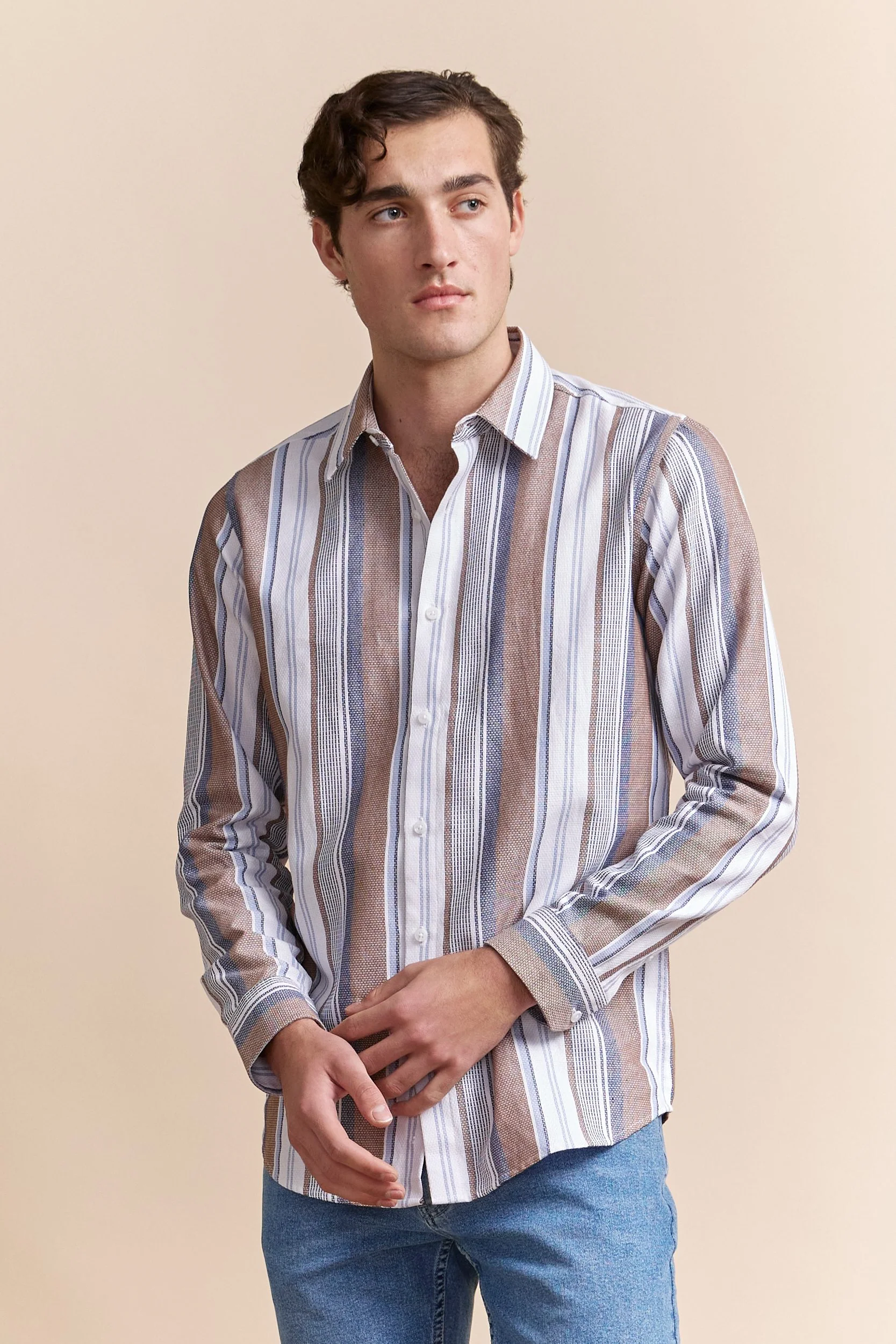 Multi tone stripes Semi-Fitted shirt
