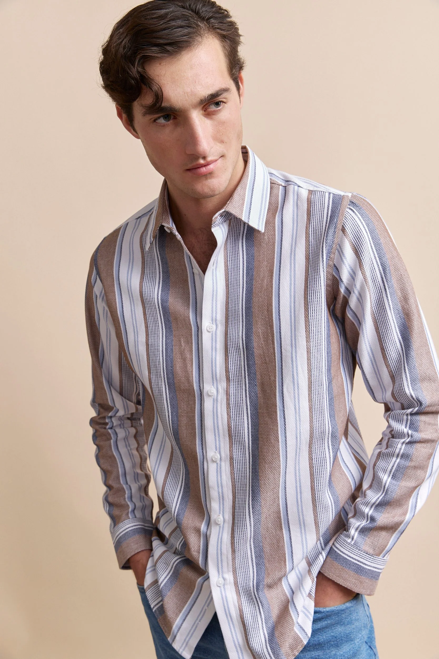 Multi tone stripes Semi-Fitted shirt - Image 3