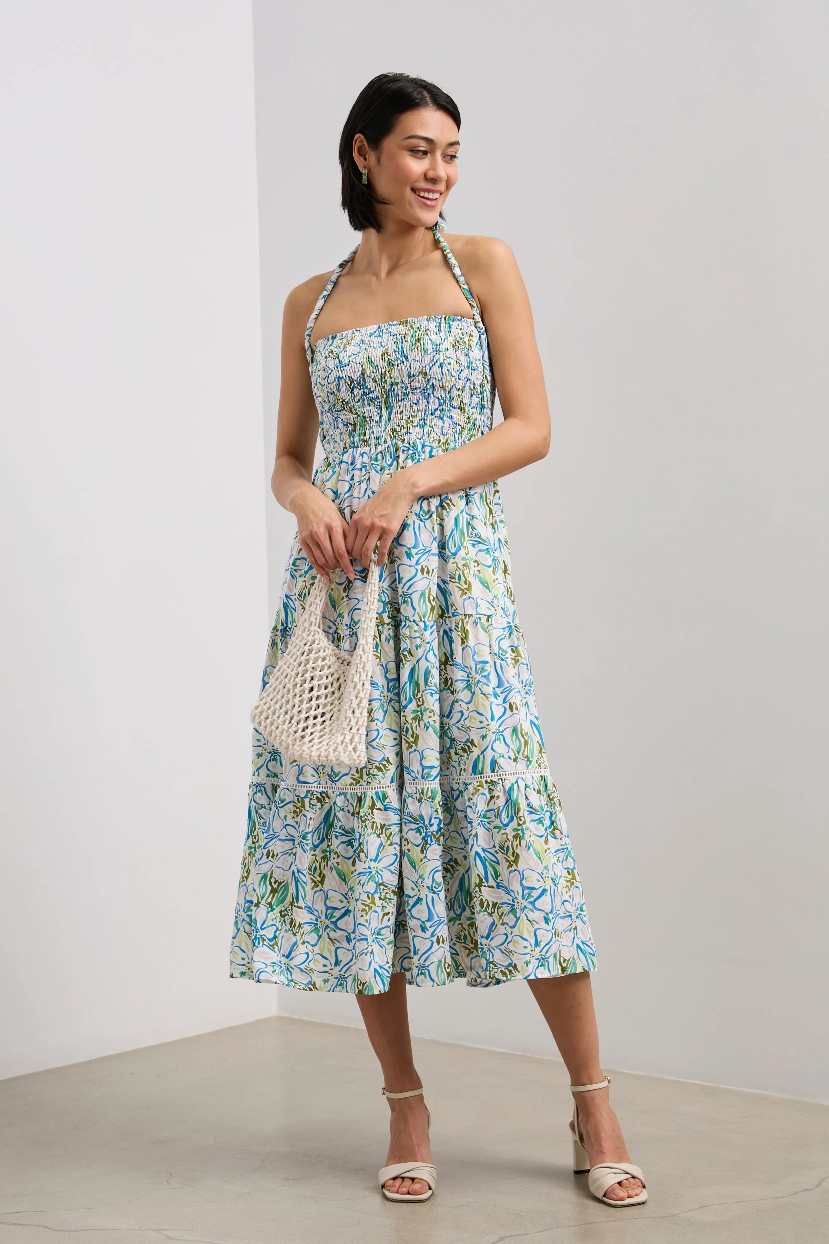 Multi way printed dress with ruching - Image 2