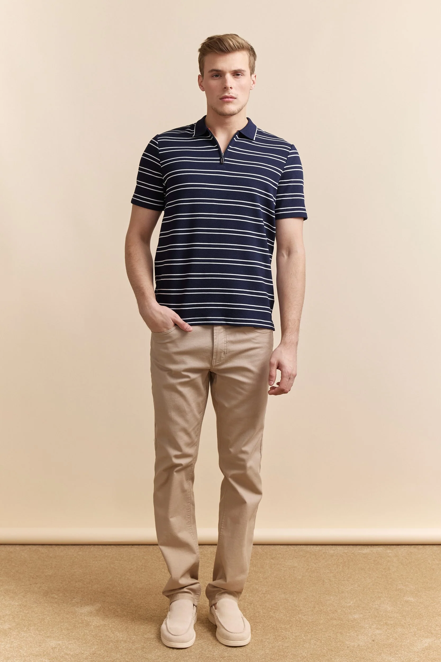 Nautical stripes zip polo - Image 4