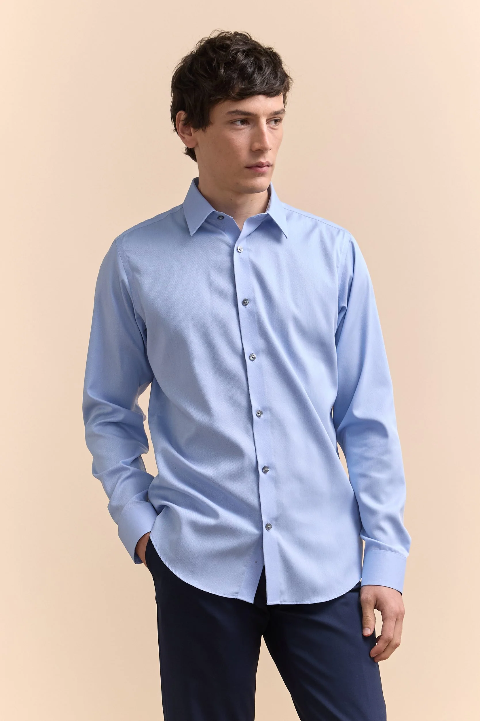 Non-iron fitted dobby shirt - Image 12