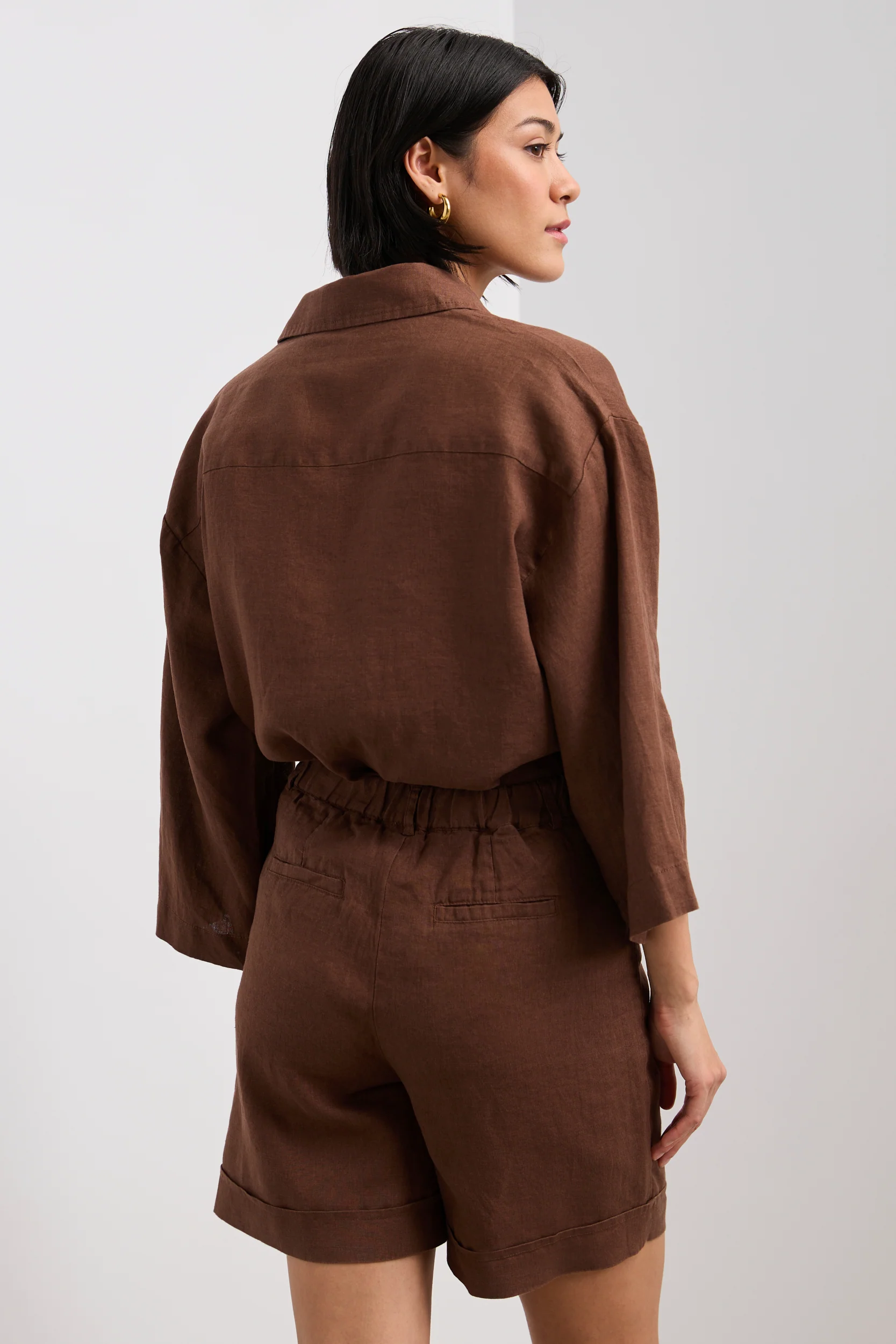 Oversized cropped linen blouse - Image 9