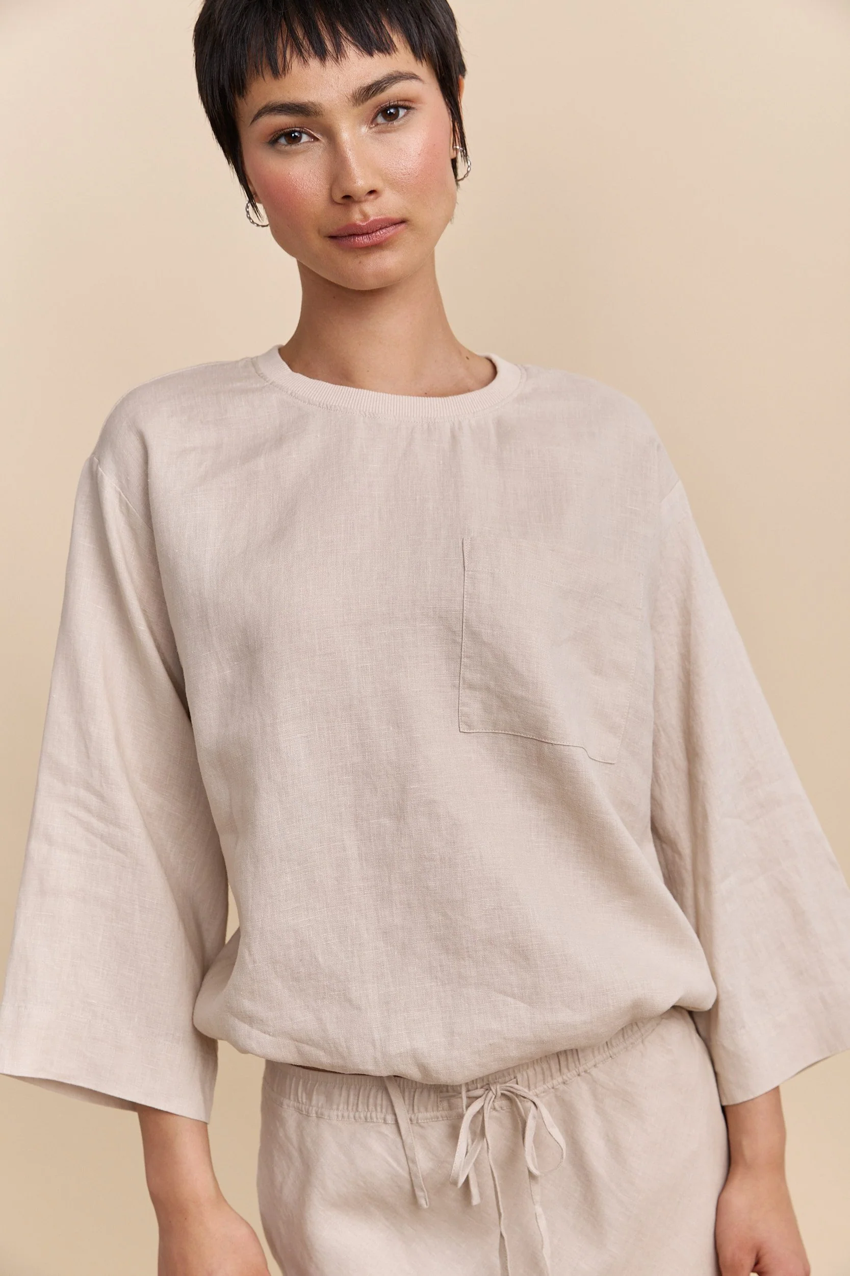 Oversized linen top
