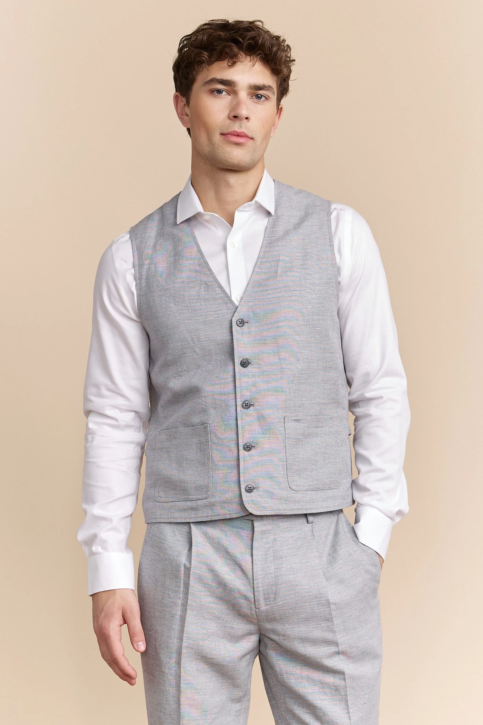 Patch pockets linen vest - Image 3