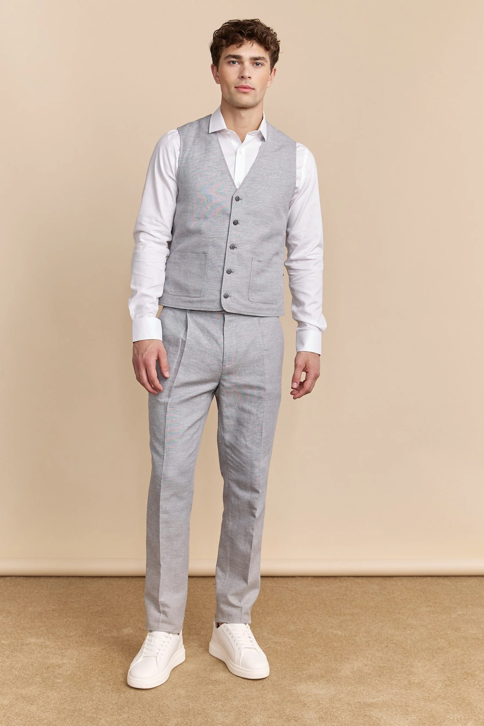 Patch pockets linen vest - Image 4