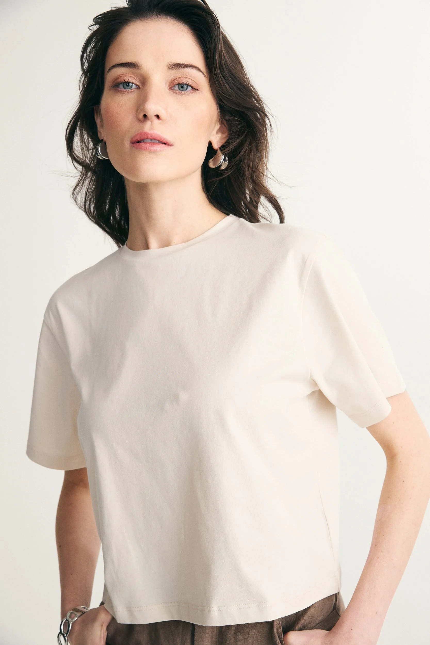 Pima cotton cropped t-shirt - Image 4