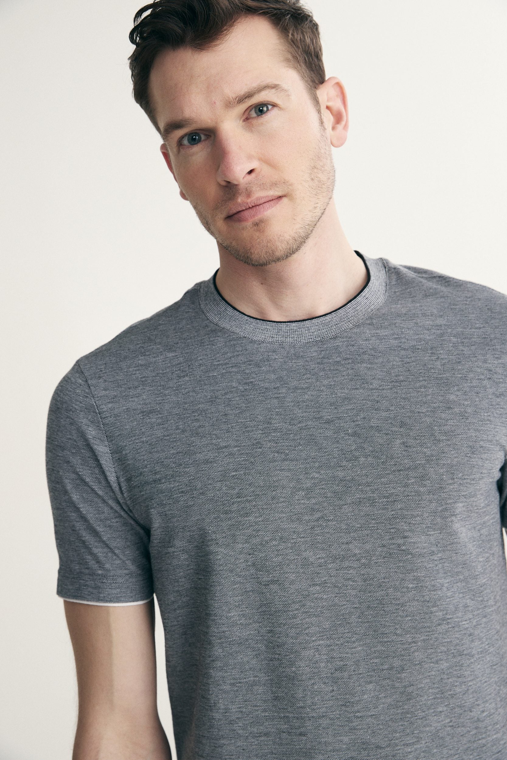 Contrast details pique t-shirt