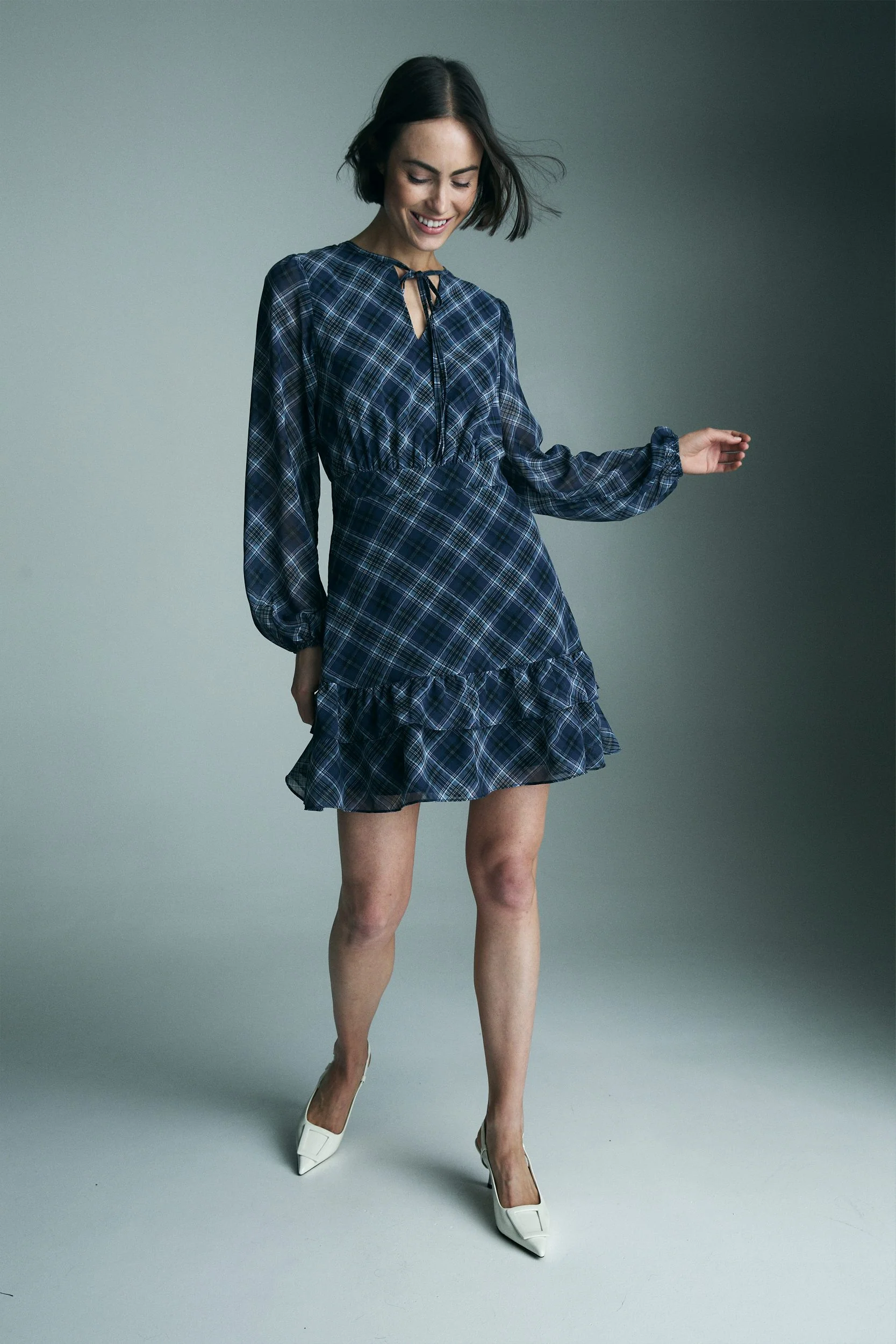 Plaid fluid dress