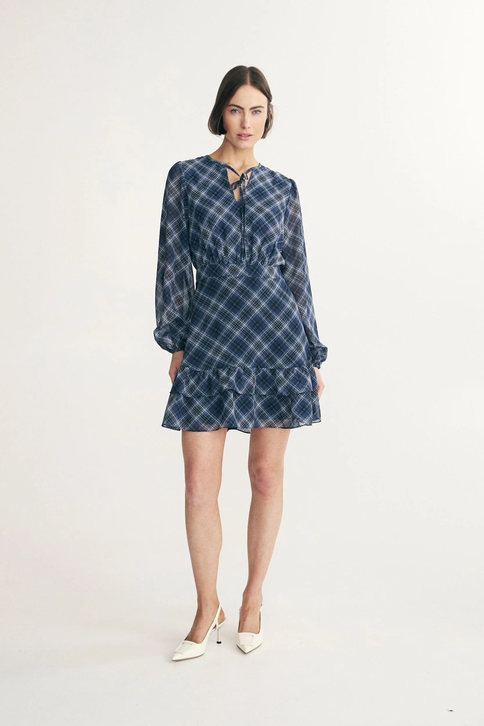 Plaid fluid dress - Image 3