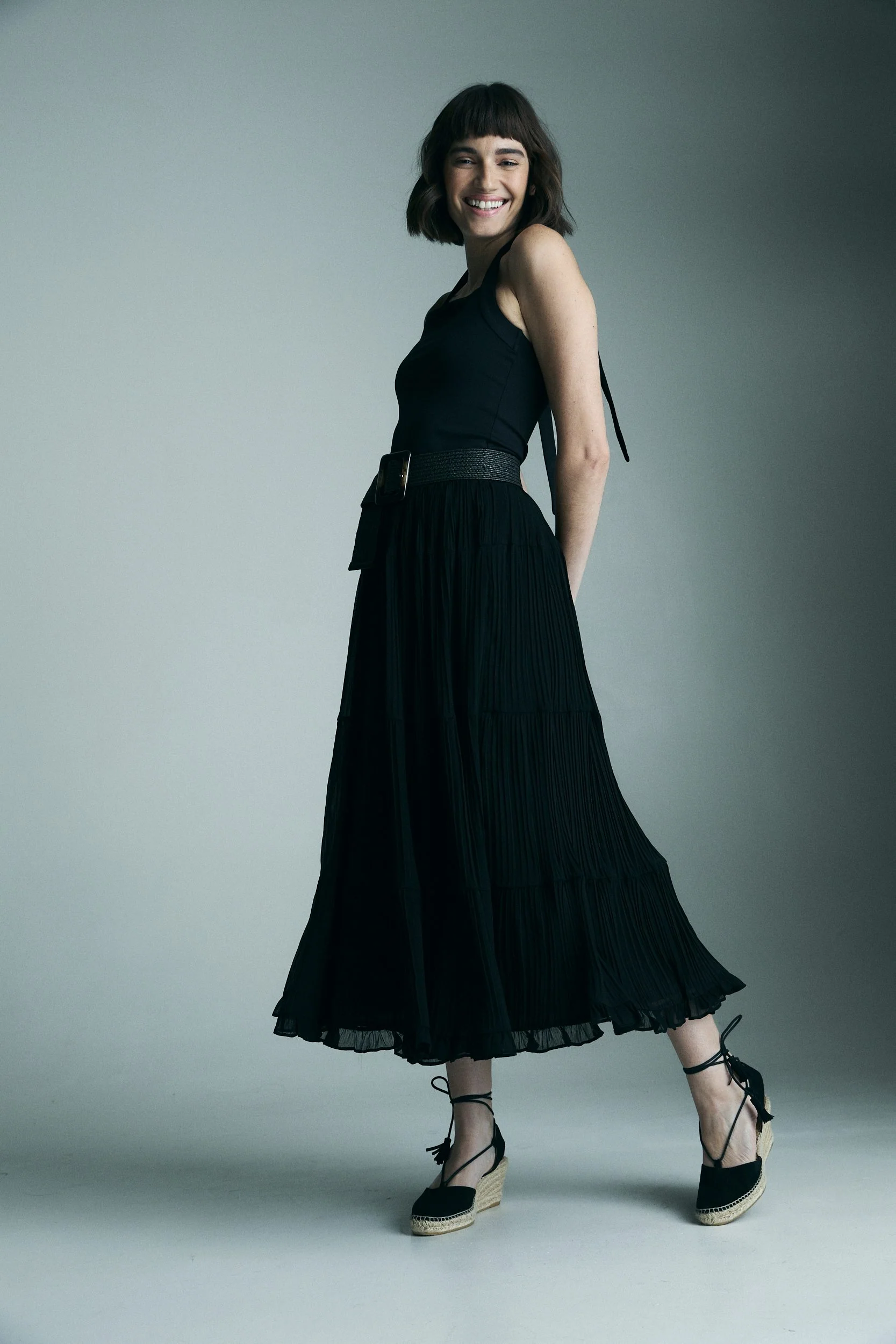 Pleated mesh skirt