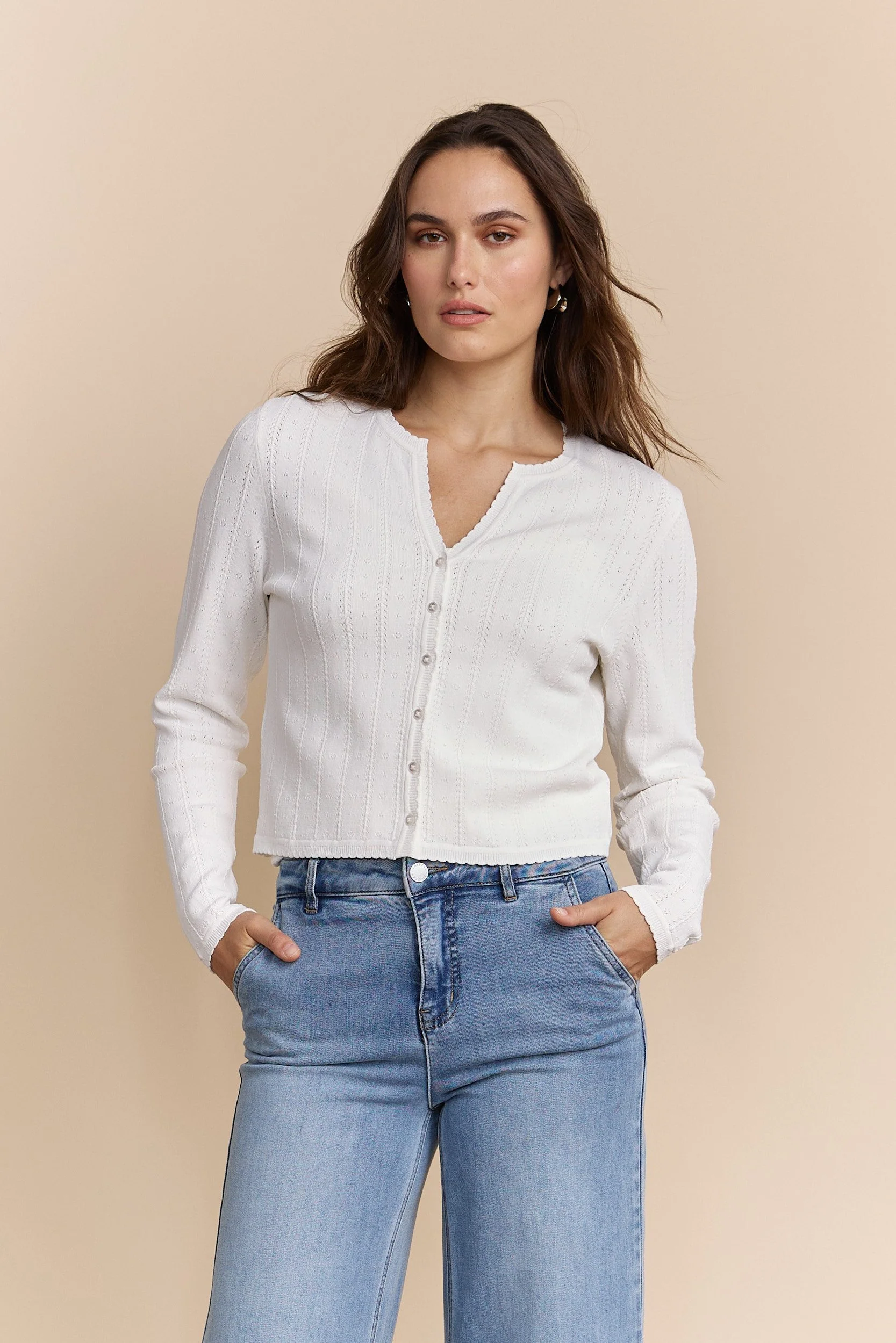 Pointelle knit cardigan - Image 2