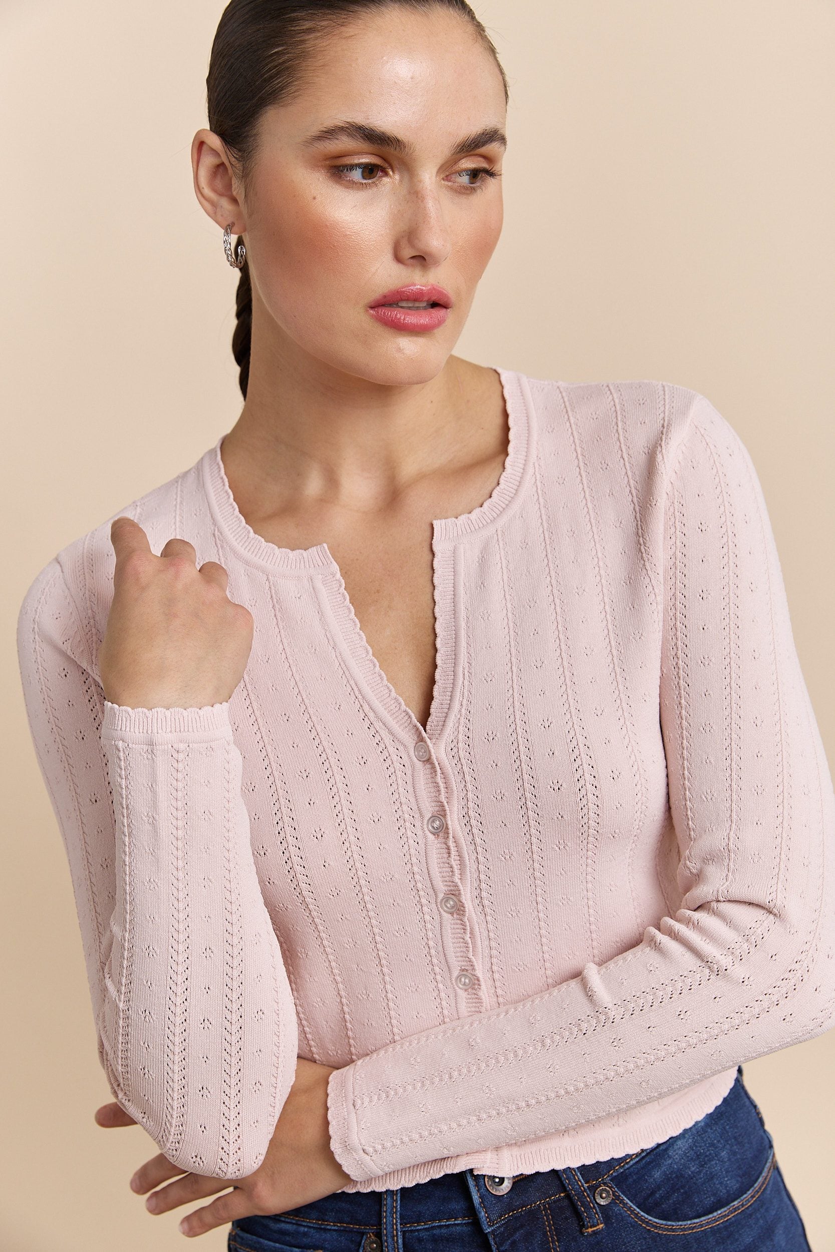 Pointelle knit cardigan - Image 4