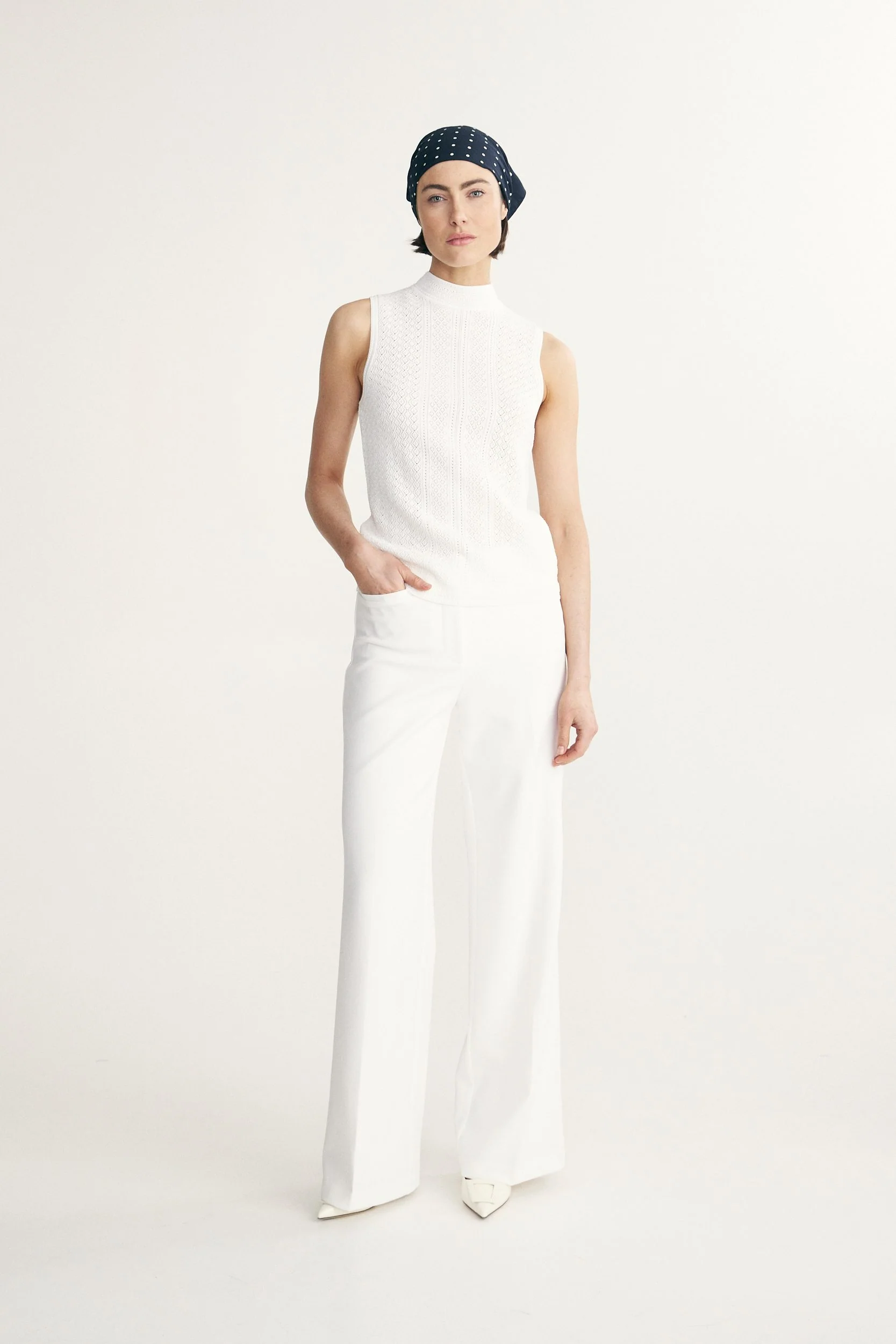 Pointelle knit sleeveless top - Image 3
