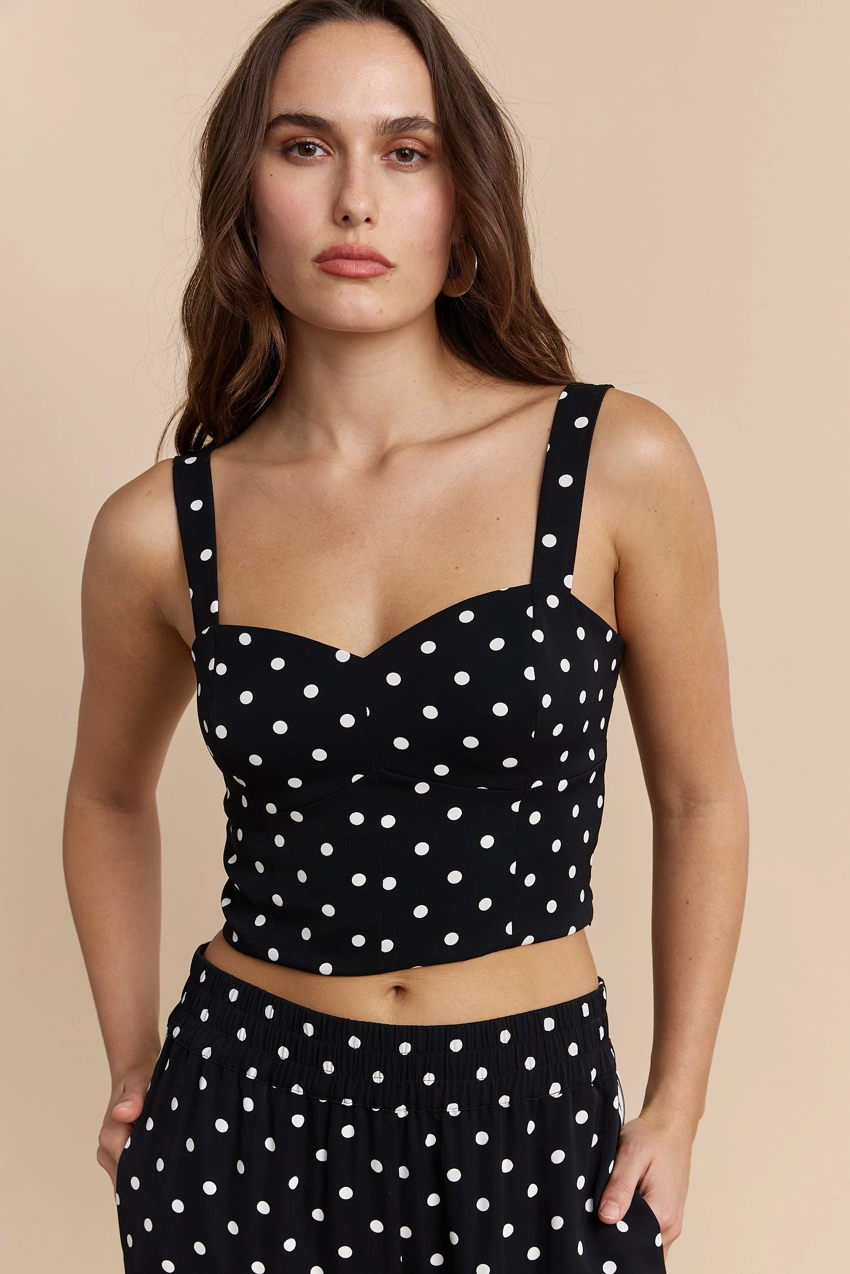 Polka dot bustier with ruching at back - Image 3